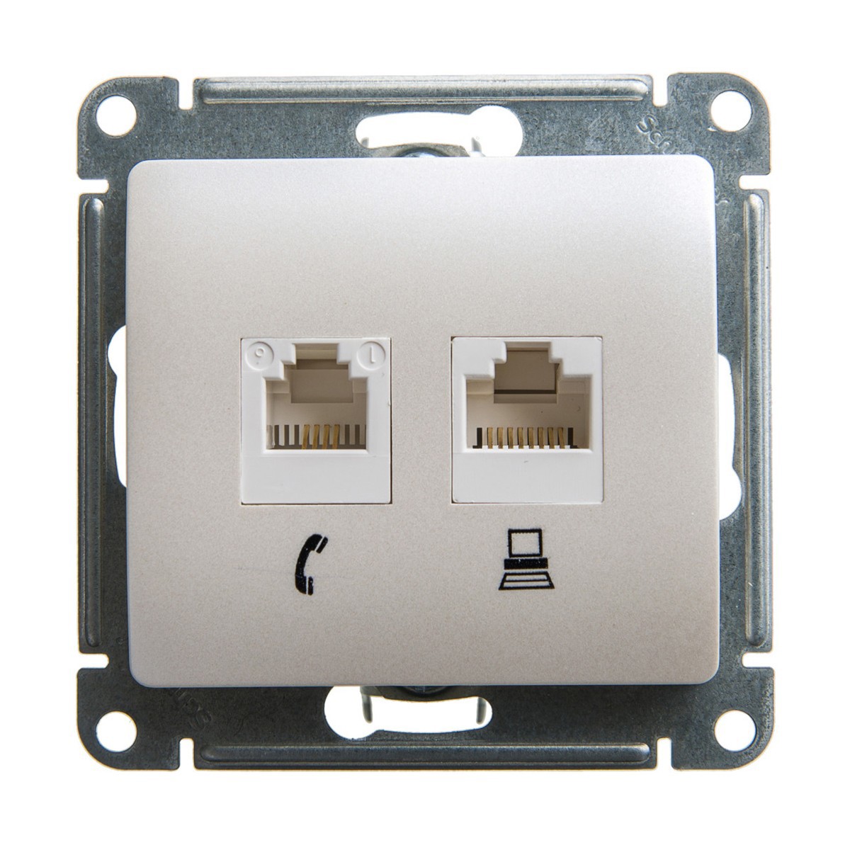 Изображение товара Розетка для телефона и компьютера встраиваемая Systeme electric Glossa 251075 RJ11 RJ45 цвет перламутр Изображение товара Розетка для телефона и компьютера встраиваемая Systeme electric Glossa 251075 RJ11 RJ45 цвет перламутр