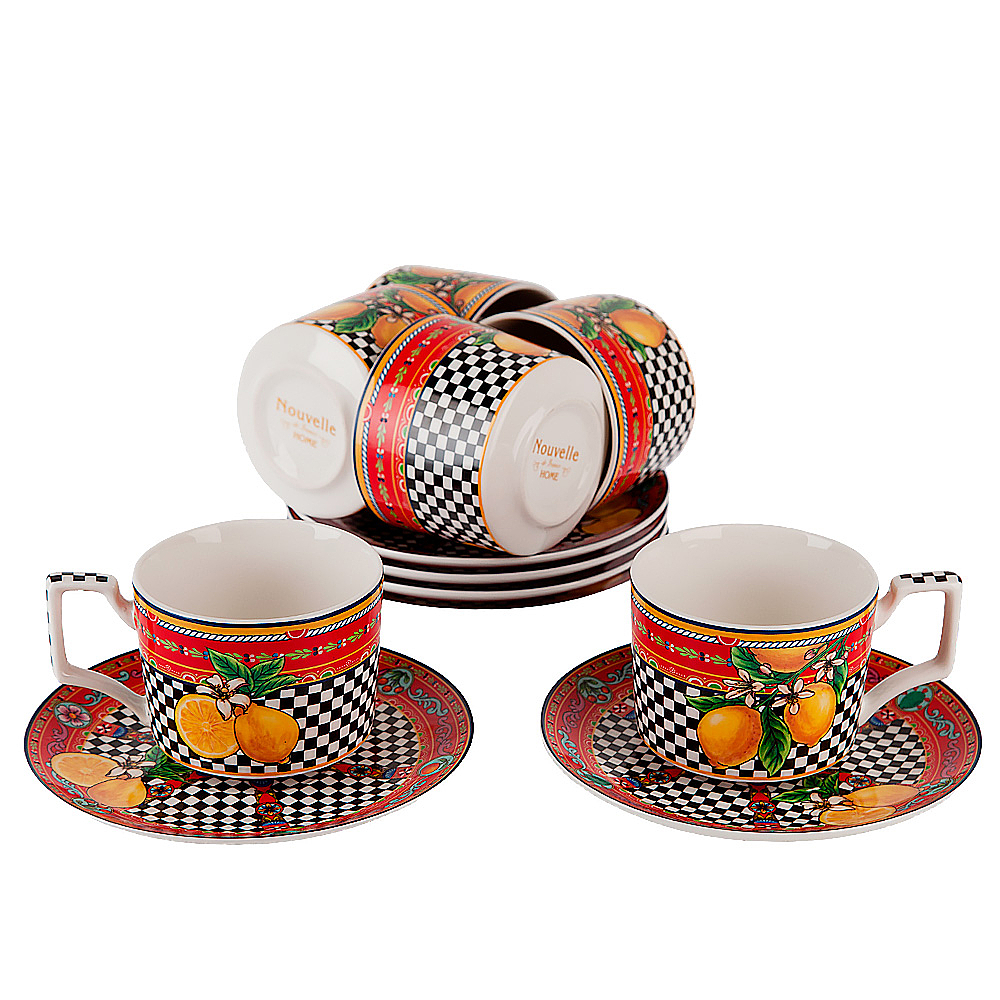 Изображение товара Чайный набор Sicilia Limone из фарфора 6 персон 12 предметов Nouvelle