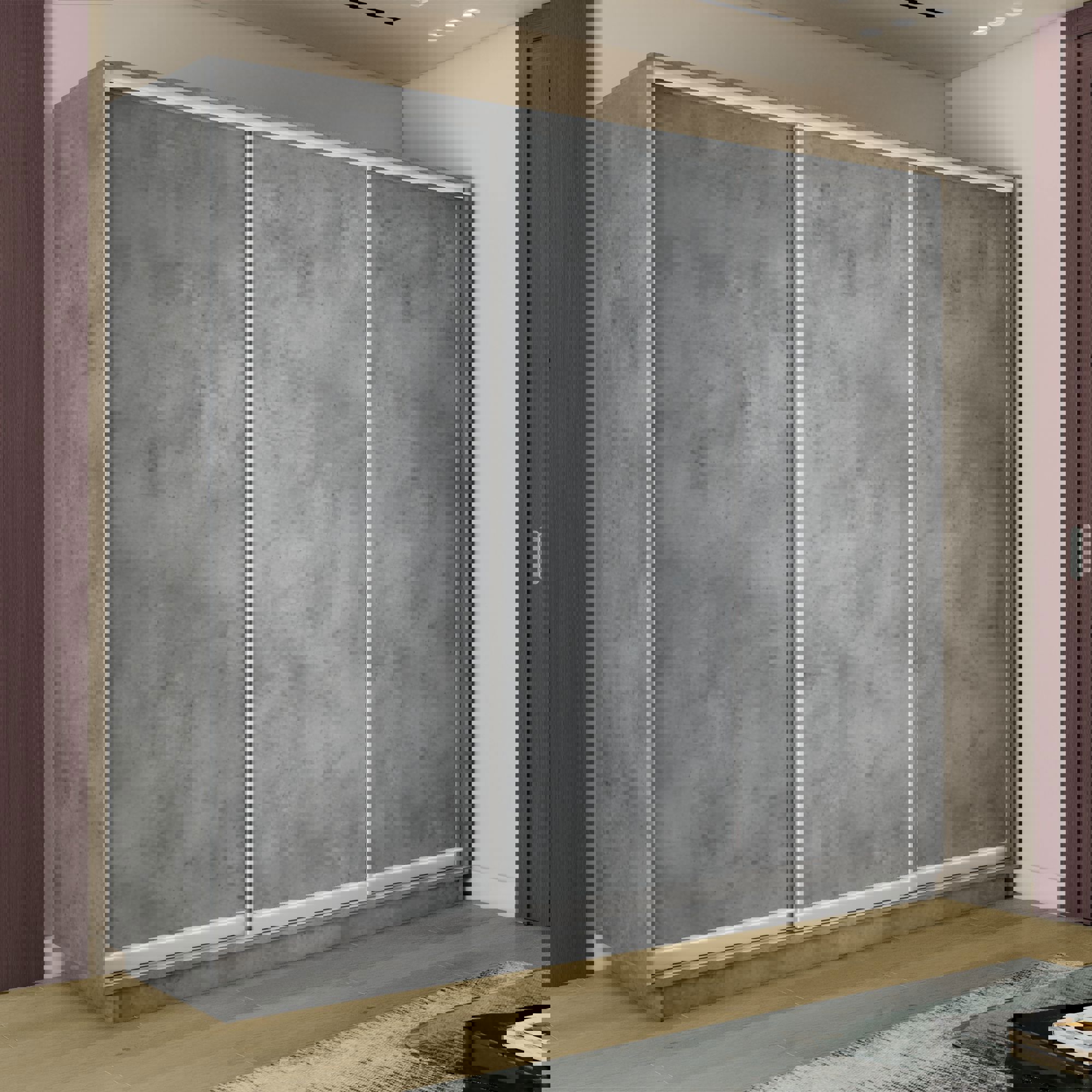 Изображение товара Шкаф-купе Мебельная Компания Е1 3 дверный 220x240x60 см 9 полок ЛДСП цвет бетон