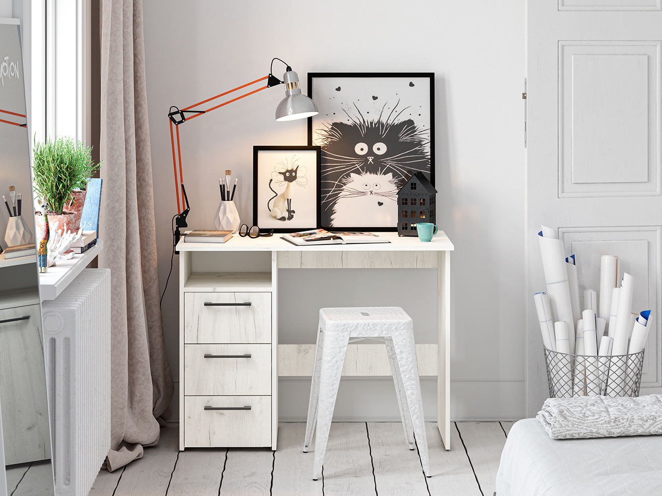 Изображение товара Письменный стол Пирамида Фронда-10 100x75x50 см из ЛДСП светлый дуб Россия