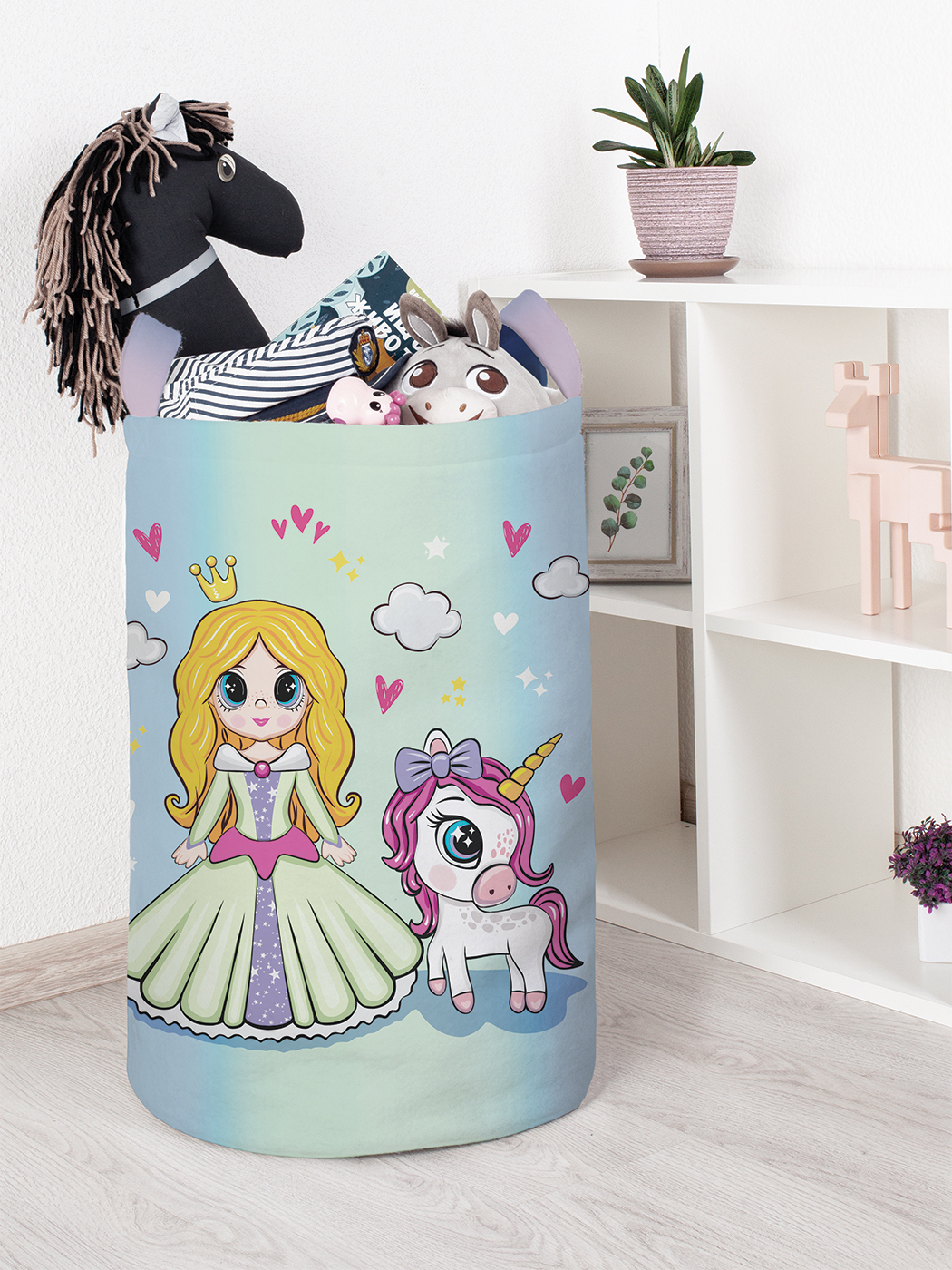 Изображение товара Корзина для хранения Joyarty Принцесса и единорог 40x60x40 см войлок цвет розовый/белый/желтый