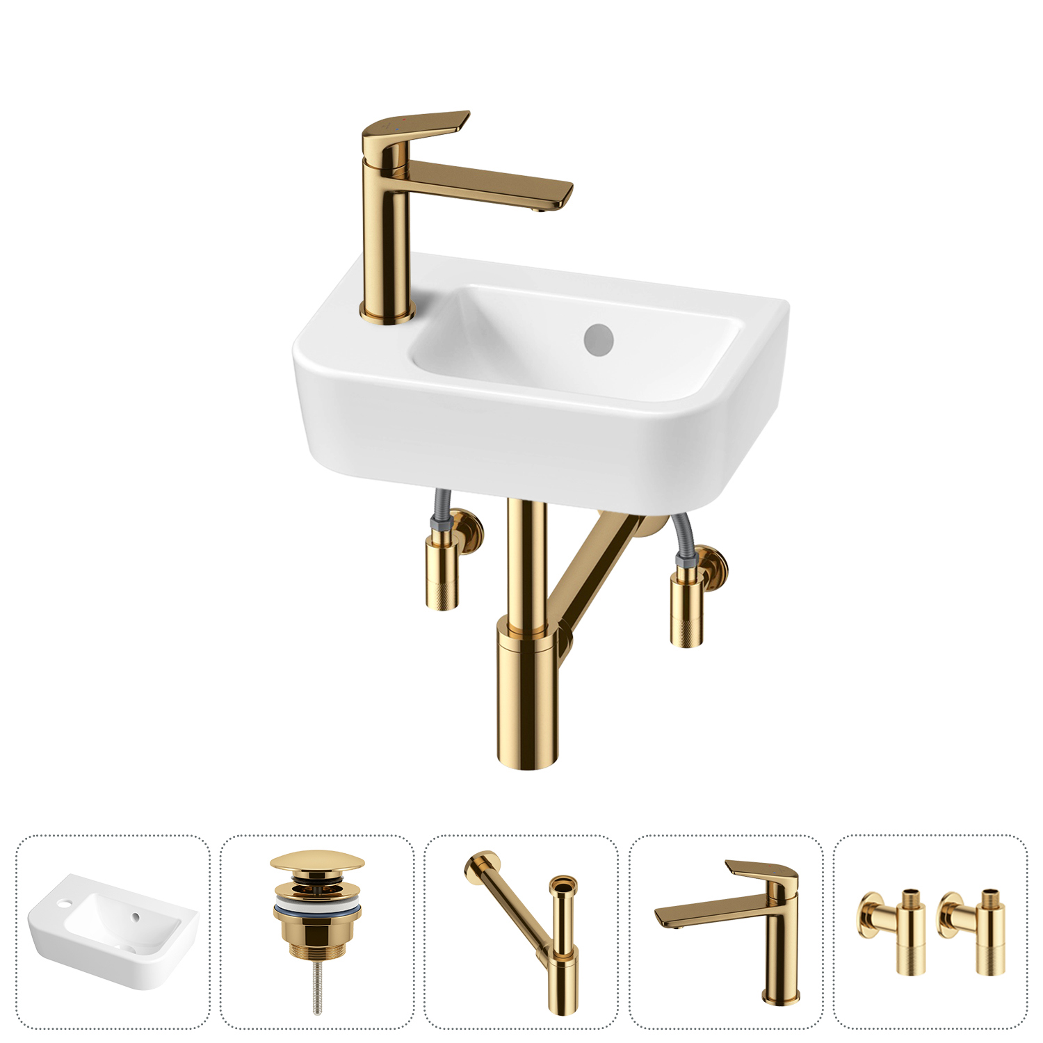 Изображение товара Раковина Lavinia boho one 37см белая с донным клапаном сифоном и смесителем