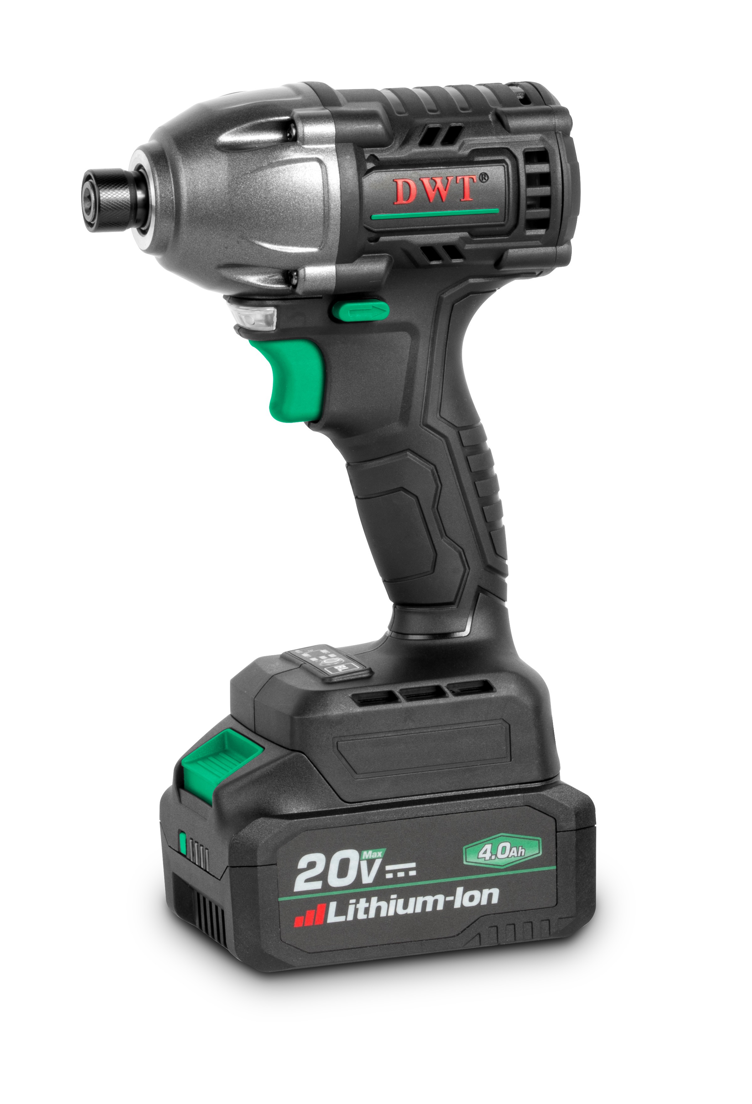 Изображение товара Винтоверт ударный аккумуляторный бесщеточный DWT ASCP-20 DN-4C2 BMC, 20 В Li-Ion 2x4 Ач 350 Нм