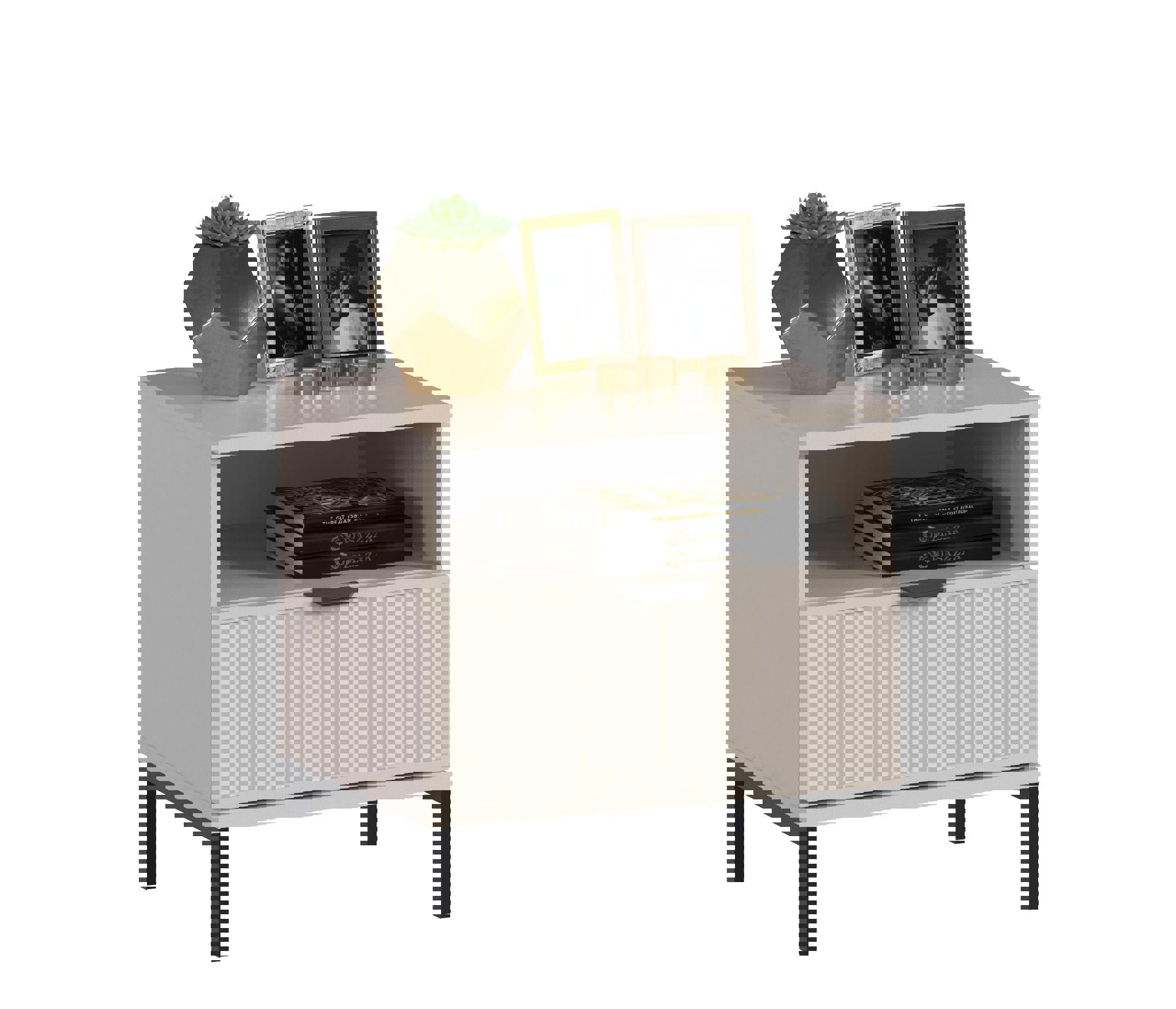 Изображение товара Тумба прикроватная Столплит Турин 50x50x39 см 1 ящик ЛДСП цвет белый альпийский/дуб гамильтон/дуб белый