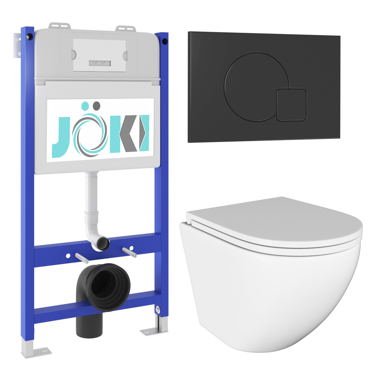 Изображение товара Комплект инсталляция с унитазом Joki Stella JKS102033023BM белый 6 в 1