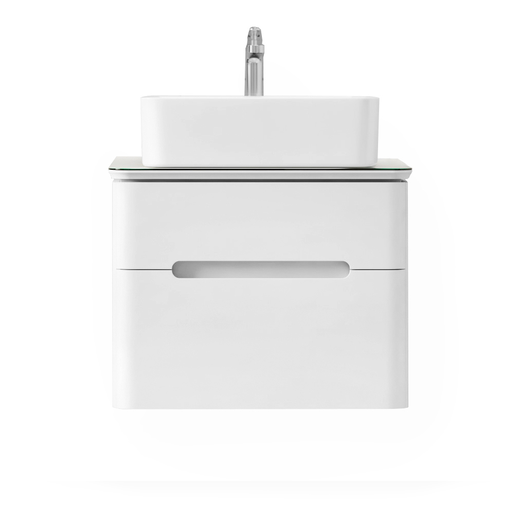 Изображение товара Тумба под раковину Jorno Bos 01.60/P/W белый подвесной с стеклянной столешницей