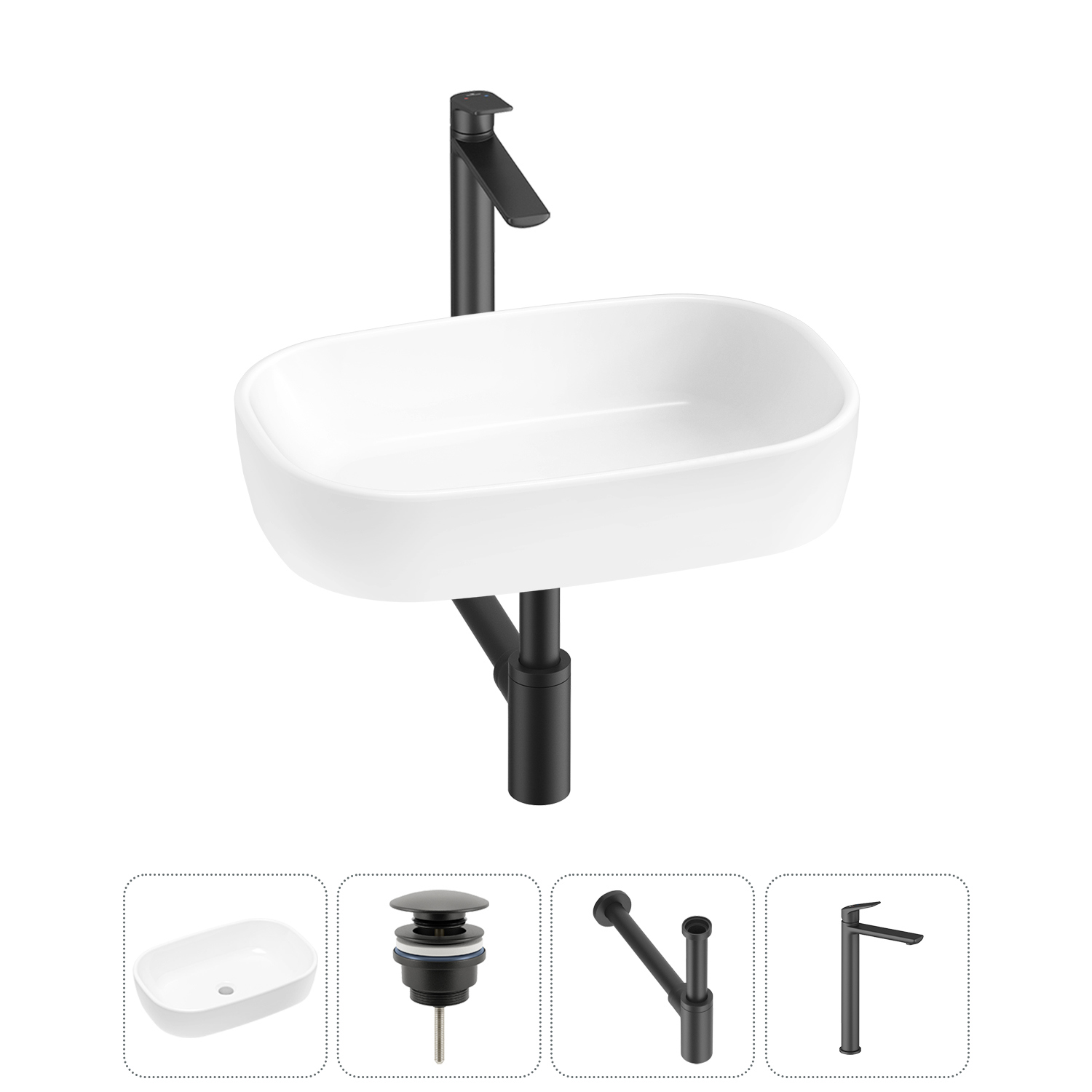 Изображение товара Раковина Lavinia Boho Bathroom Sink 20217440R 54см 4 в 1: донный клапан, сифон, смеситель