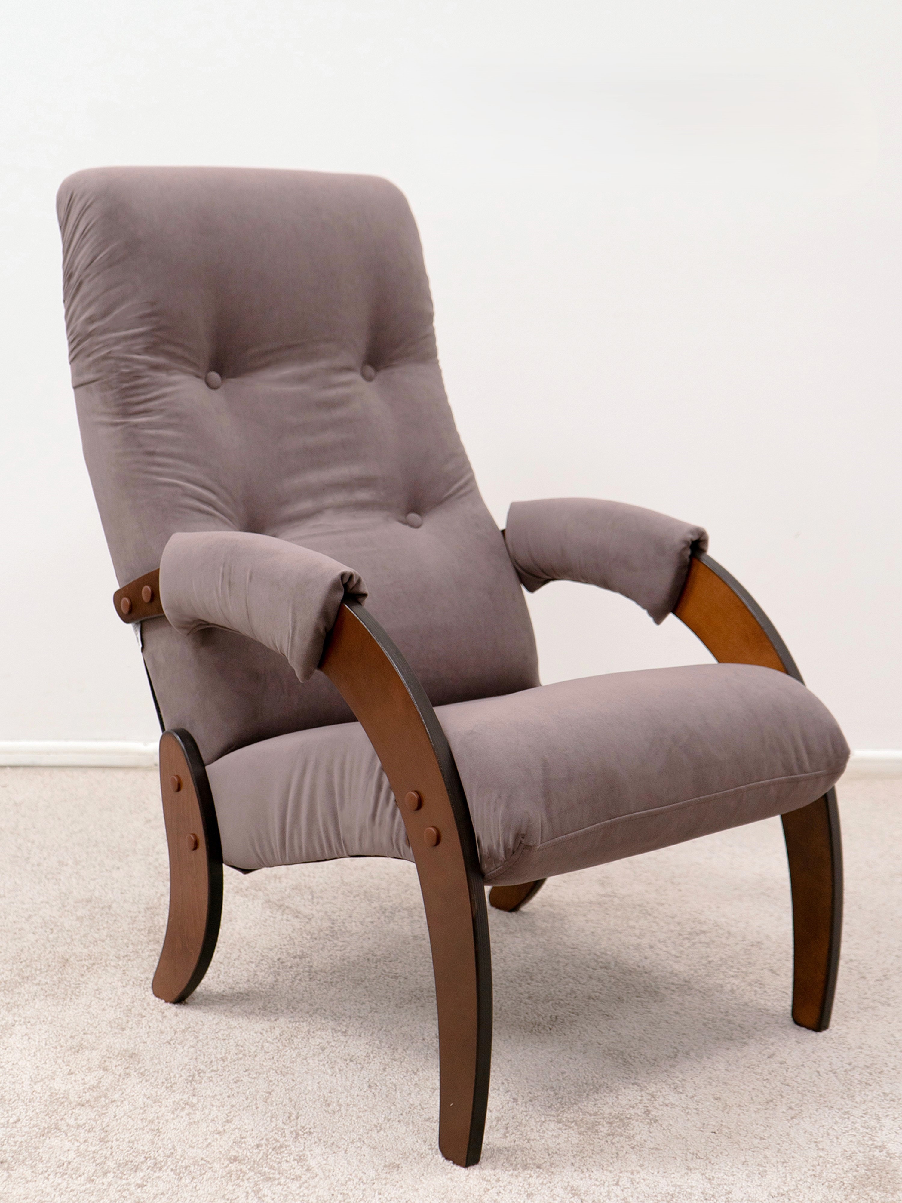 Изображение товара Кресло Glider 61 компакт Dakota 28 58x96x81 см велюр цвет орех антик