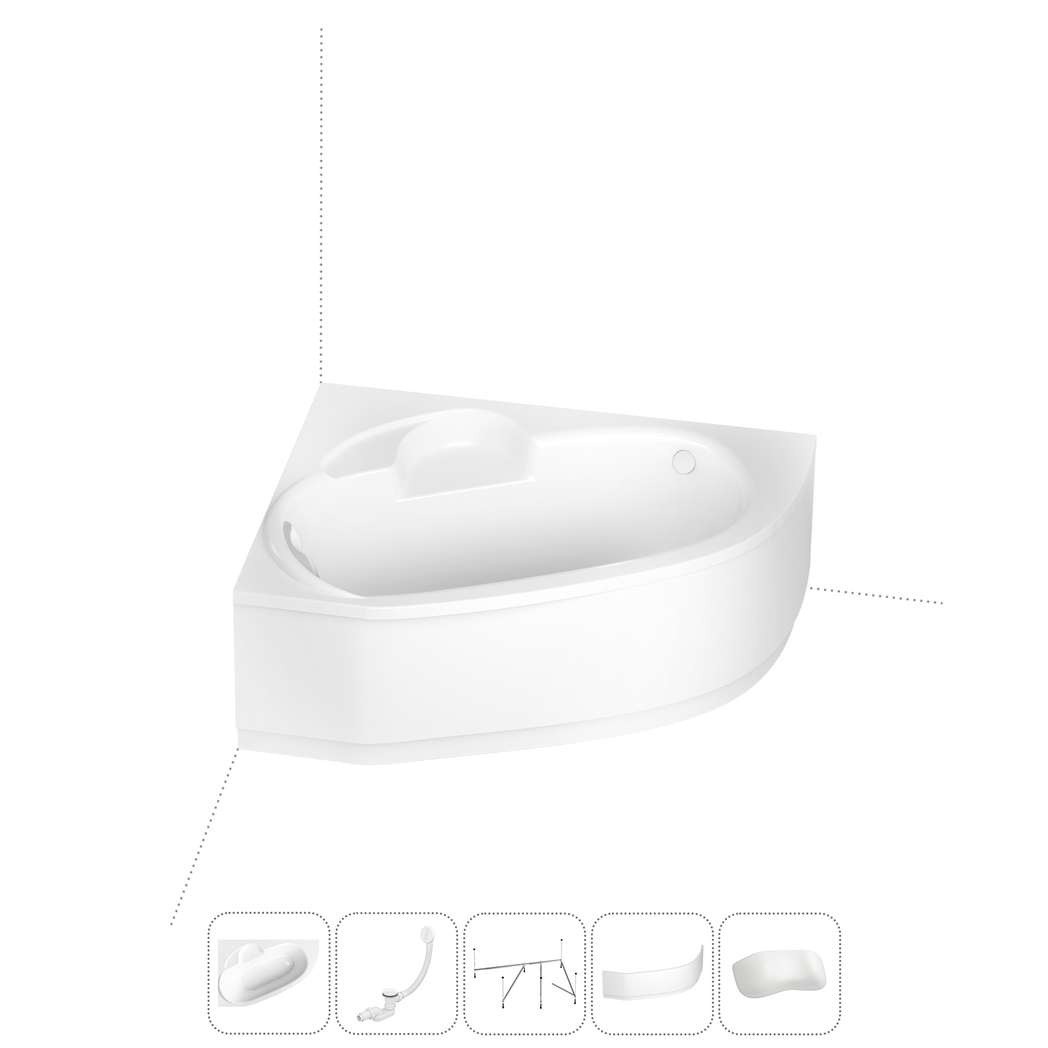 Изображение товара Ванна Lavinia boho 202011683 акрил 160x105 см левая с каркасом и сливом