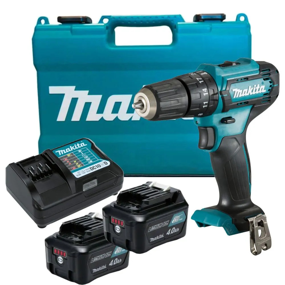 Изображение товара Дрель-шуруповерт аккумуляторная Makita HP333DWME, 12 В Li-Ion 2x4 Ач Изображение товара Дрель-шуруповерт аккумуляторная Makita HP333DWME, 12 В Li-Ion 2x4 Ач