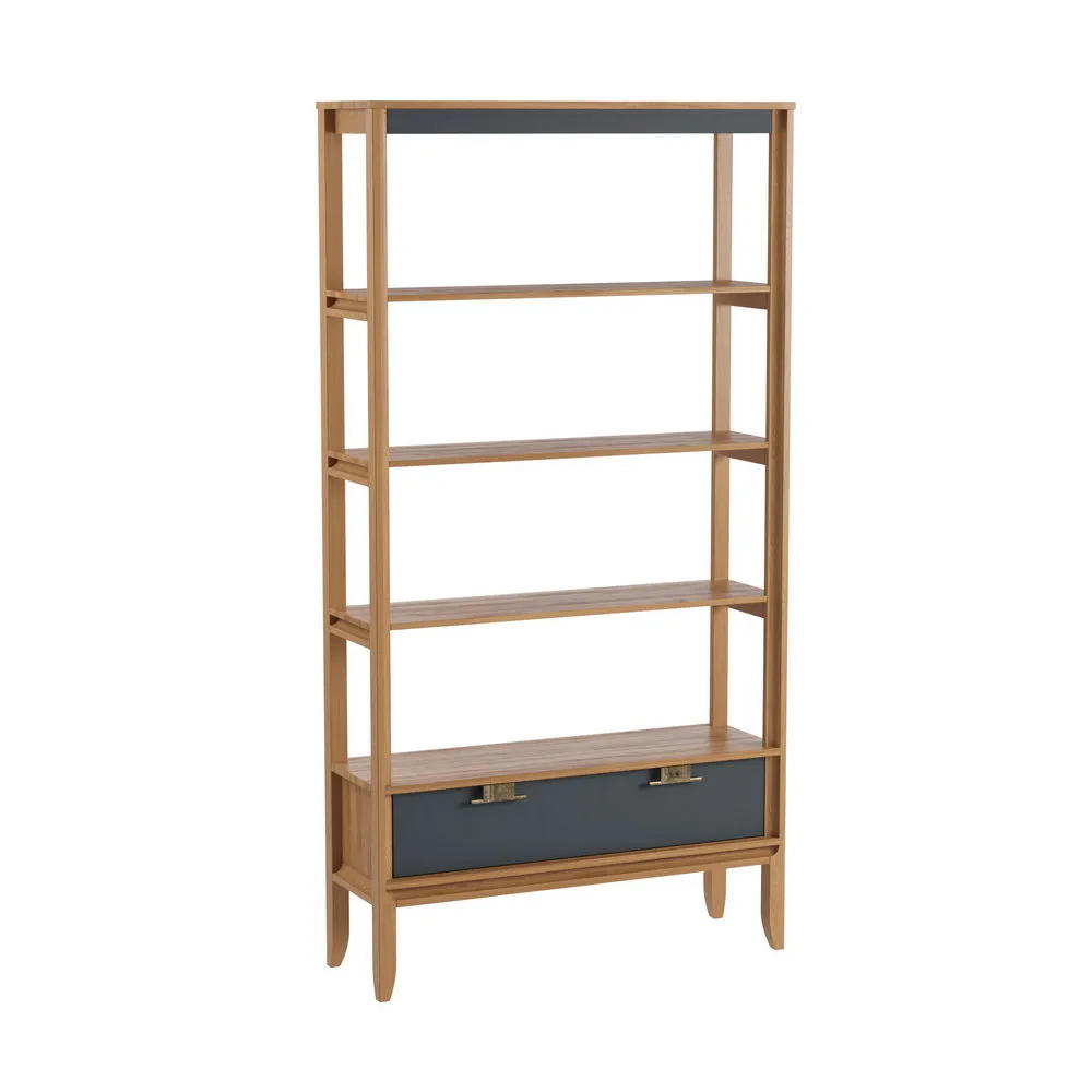 Изображение товара Стеллаж деревянный Дом мебели из сосны УТ000007779 108x206x35 см нагрузка до 20 кг массив сосны цвет белый лак/серый