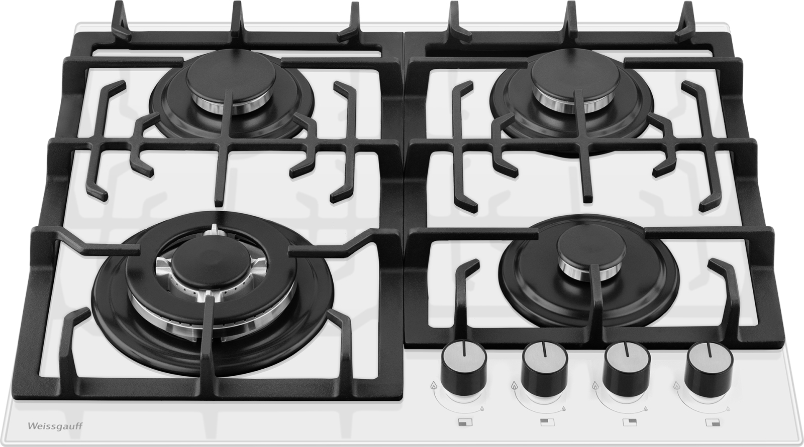 Изображение товара Газовая варочная панель Weissgauff HGG 641 WGSV 4 конфорки белое закаленное стекло