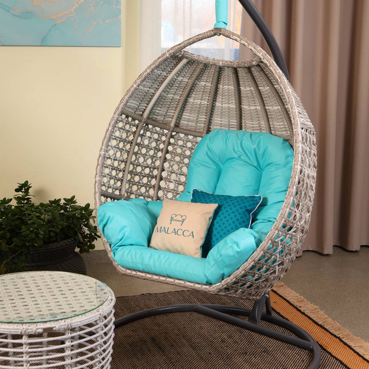 Изображение товара Кресло подвесное Malacca Авиано 1 местное до 150 кг серое/голубое