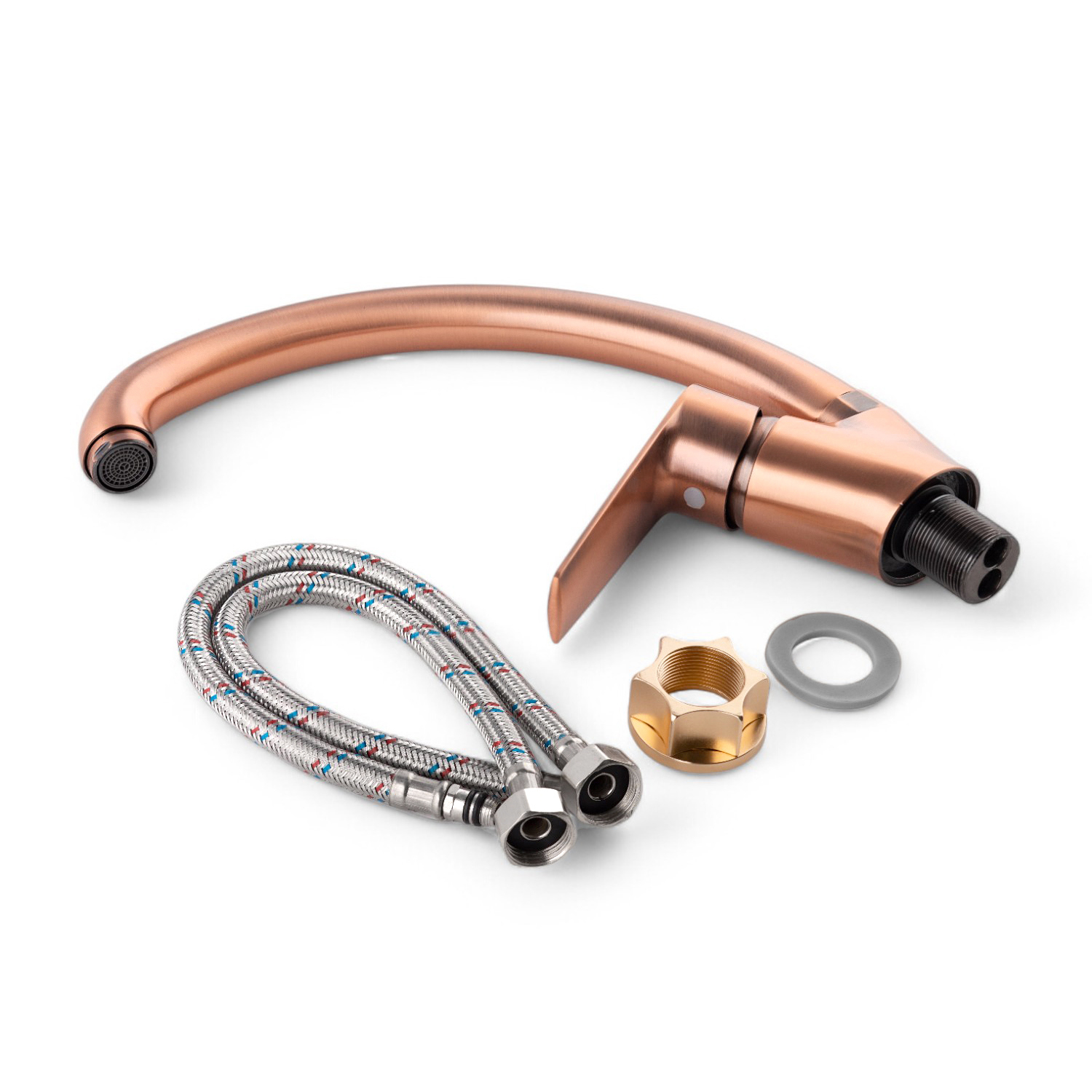 Изображение товара Смеситель кухонный Potato P59227-3 поворотный излив 20 см медь