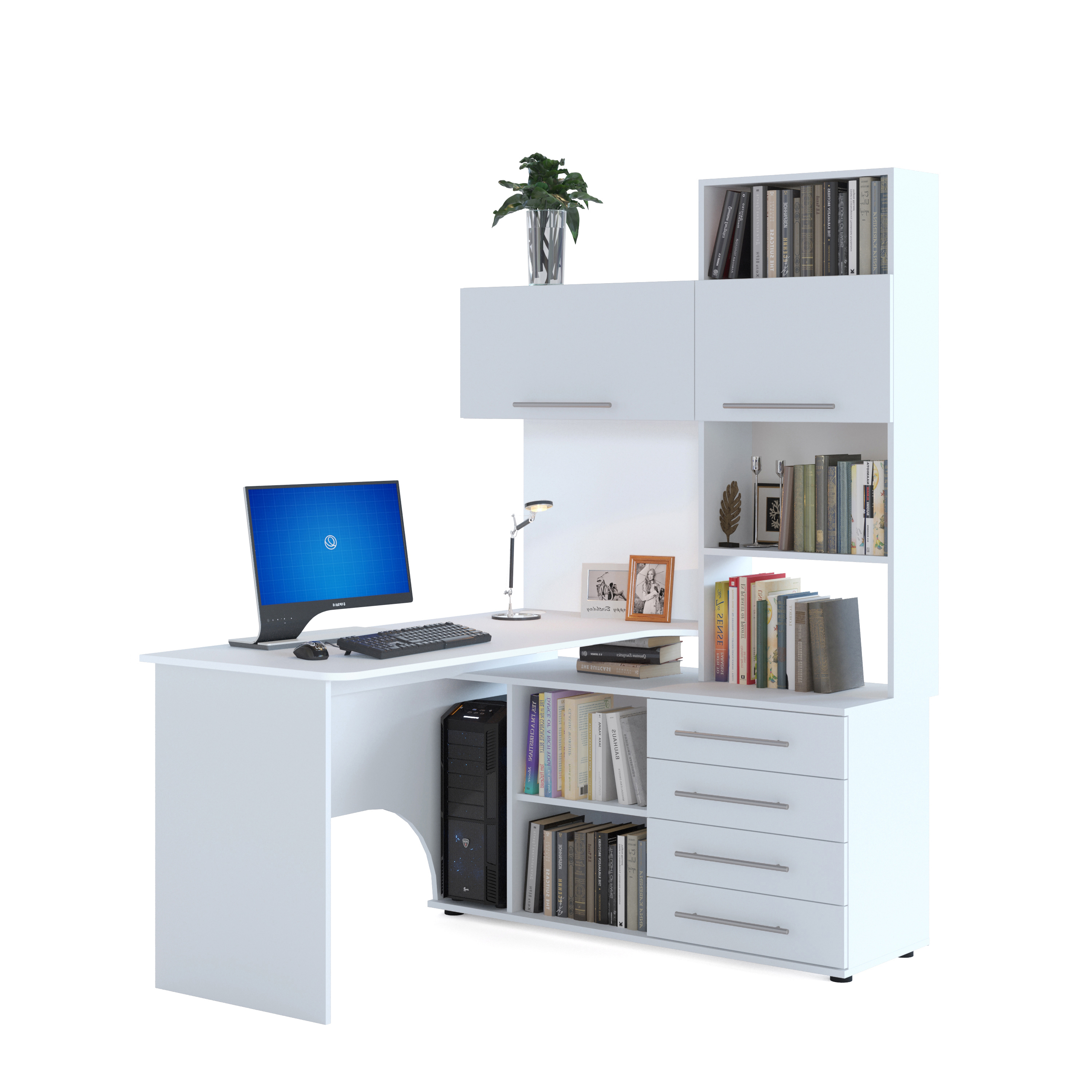 Изображение товара Письменный стол Сокол-т КСТ-14.1П 135x182.8x123.5 см белый ЛДСП Россия