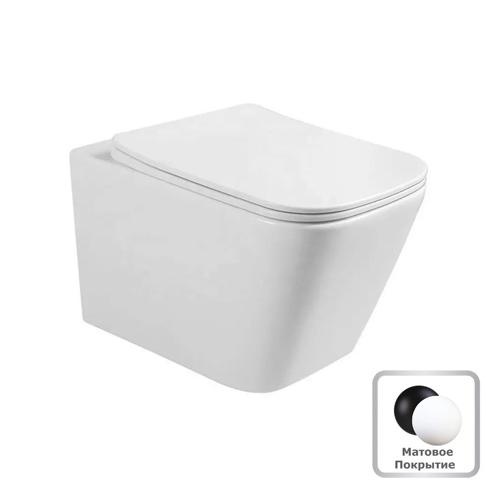 Изображение товара Унитаз подвесной Ceruttispa Maiella Aria MW СТ9164 белый матовый безободковый с сиденьем микролифт