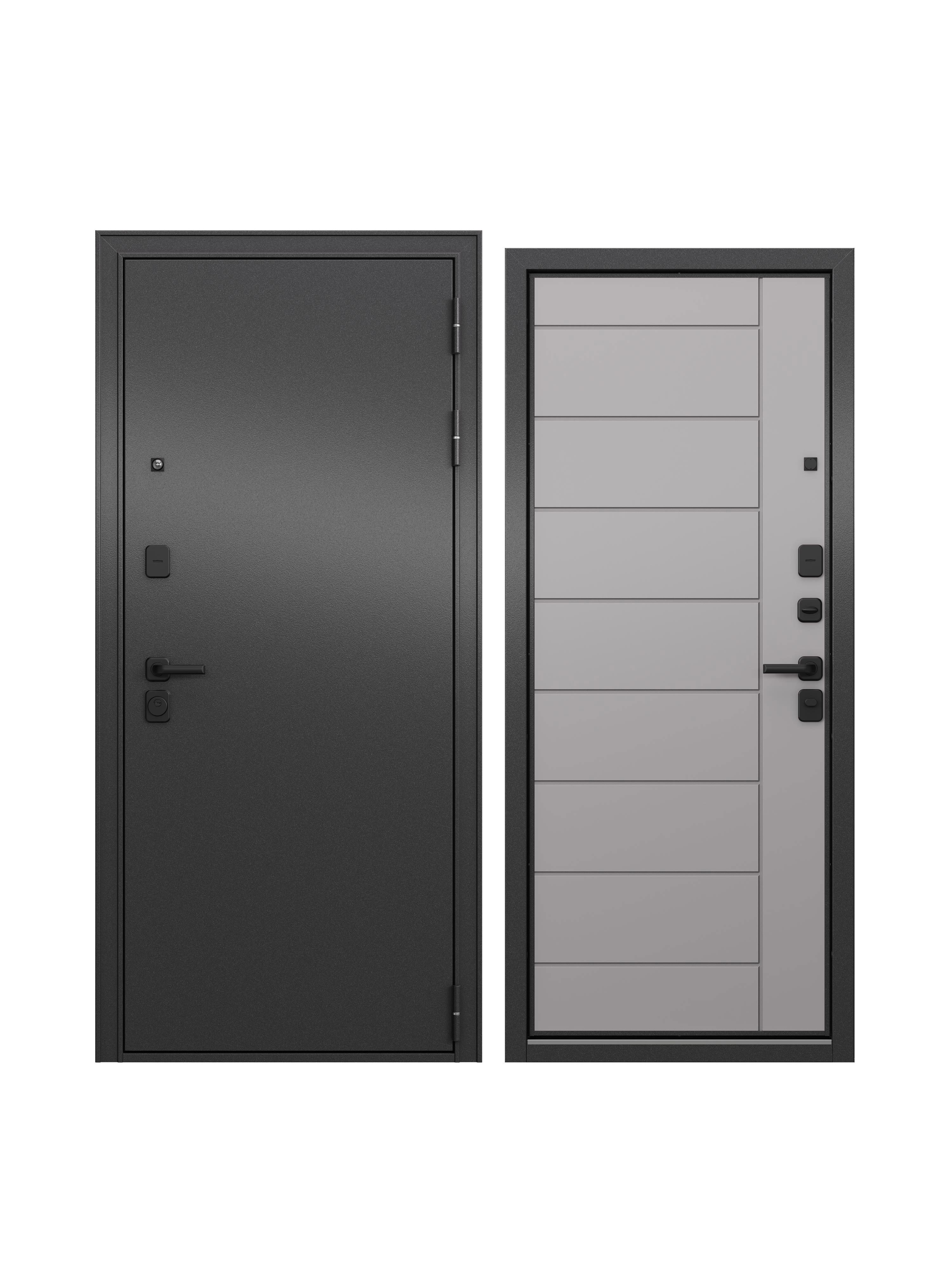 Изображение товара Входная дверь Unicorn Loft правый 205x96см цвет антрацит букле/эмаль светло-серая