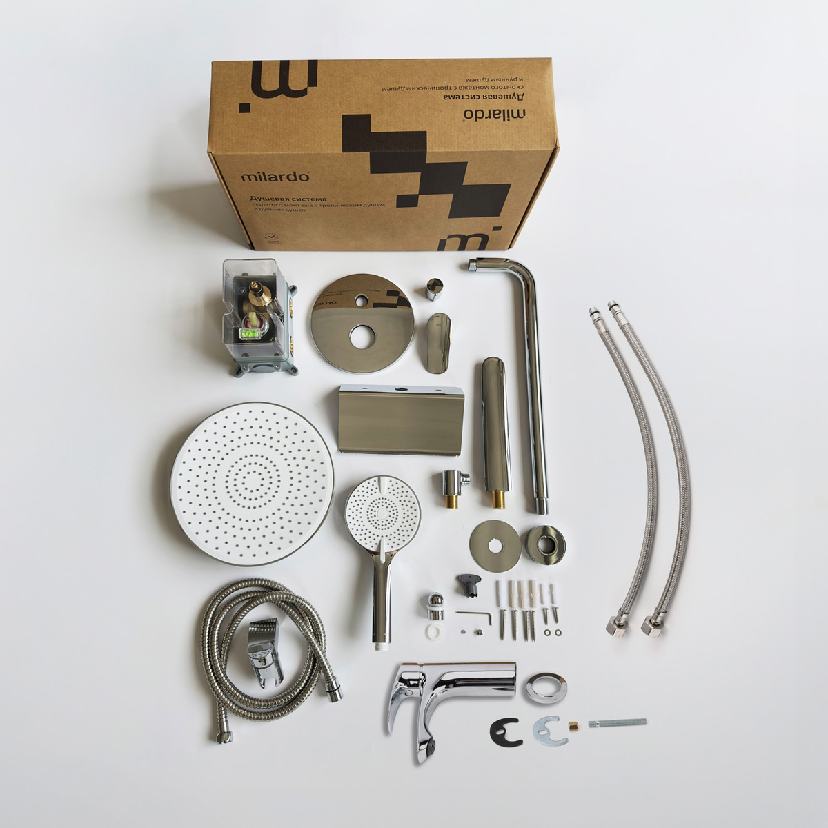 Изображение товара Комплект смесителей Milardo Rora 2 в 1 душевая система и смеситель для раковины
