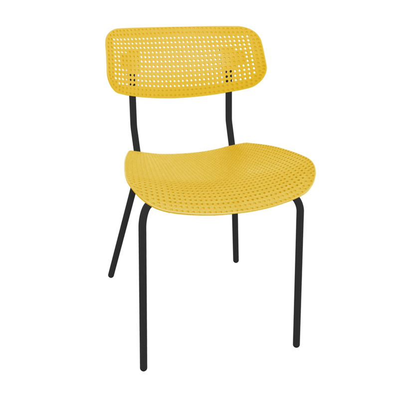 Изображение товара Современный пластиковый металлический стул желтый на улицу и для дома