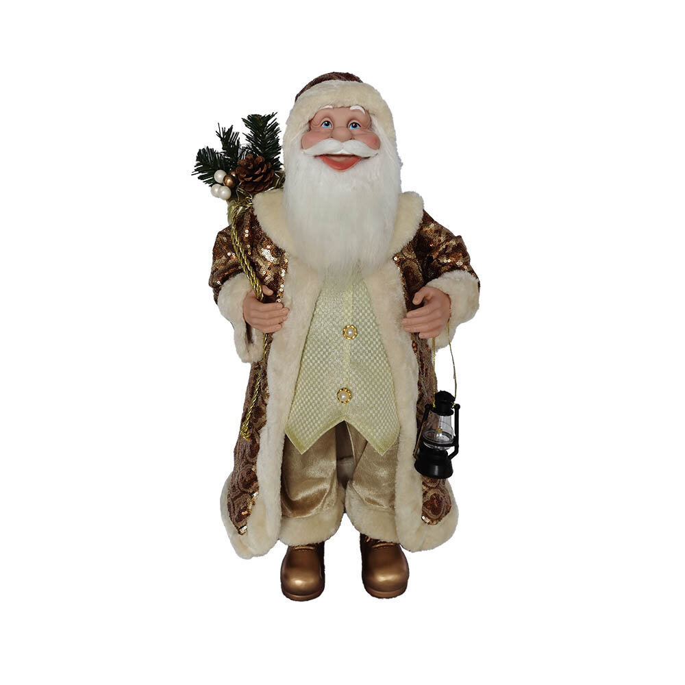 Изображение товара Новогодняя фигурка Дед Мороз 34x19x65 см бело-коричневый для украшения интерьера