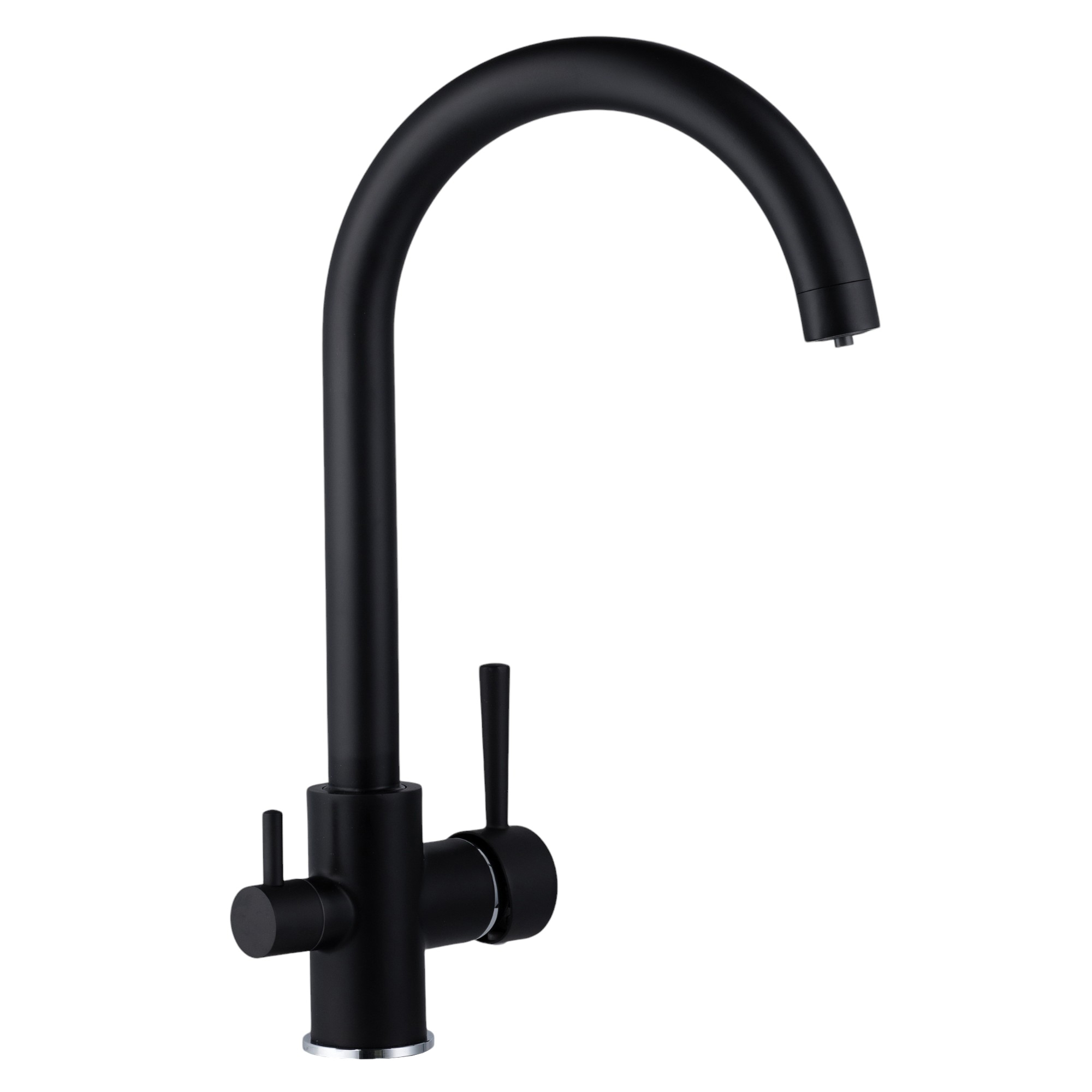 Изображение товара Смеситель для кухни Potato P44297-6 с поворотным изливом и фильтром черный матовый