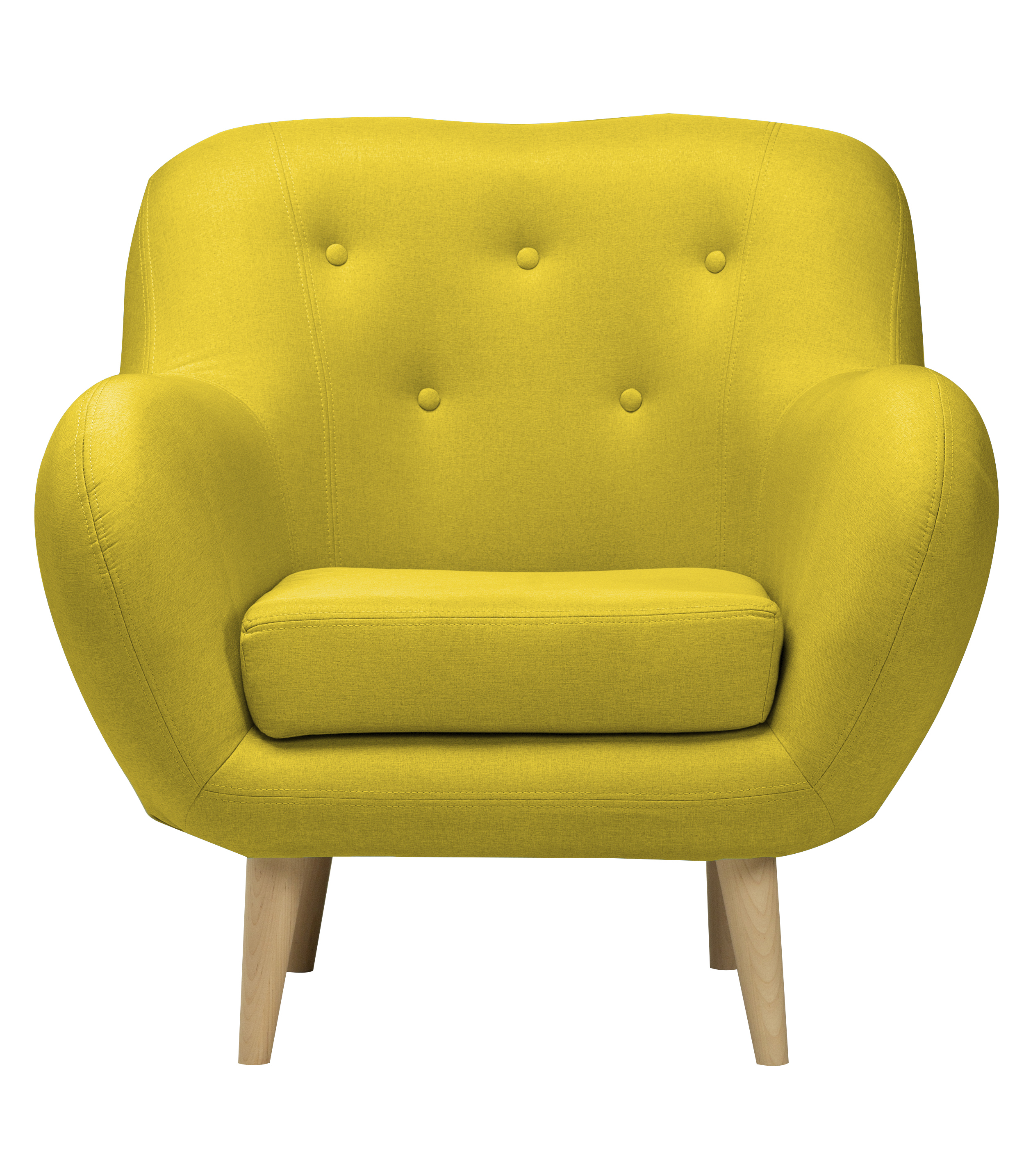 Изображение товара Стильное кресло Элефант из рогожки желтого цвета с высокой спинкой