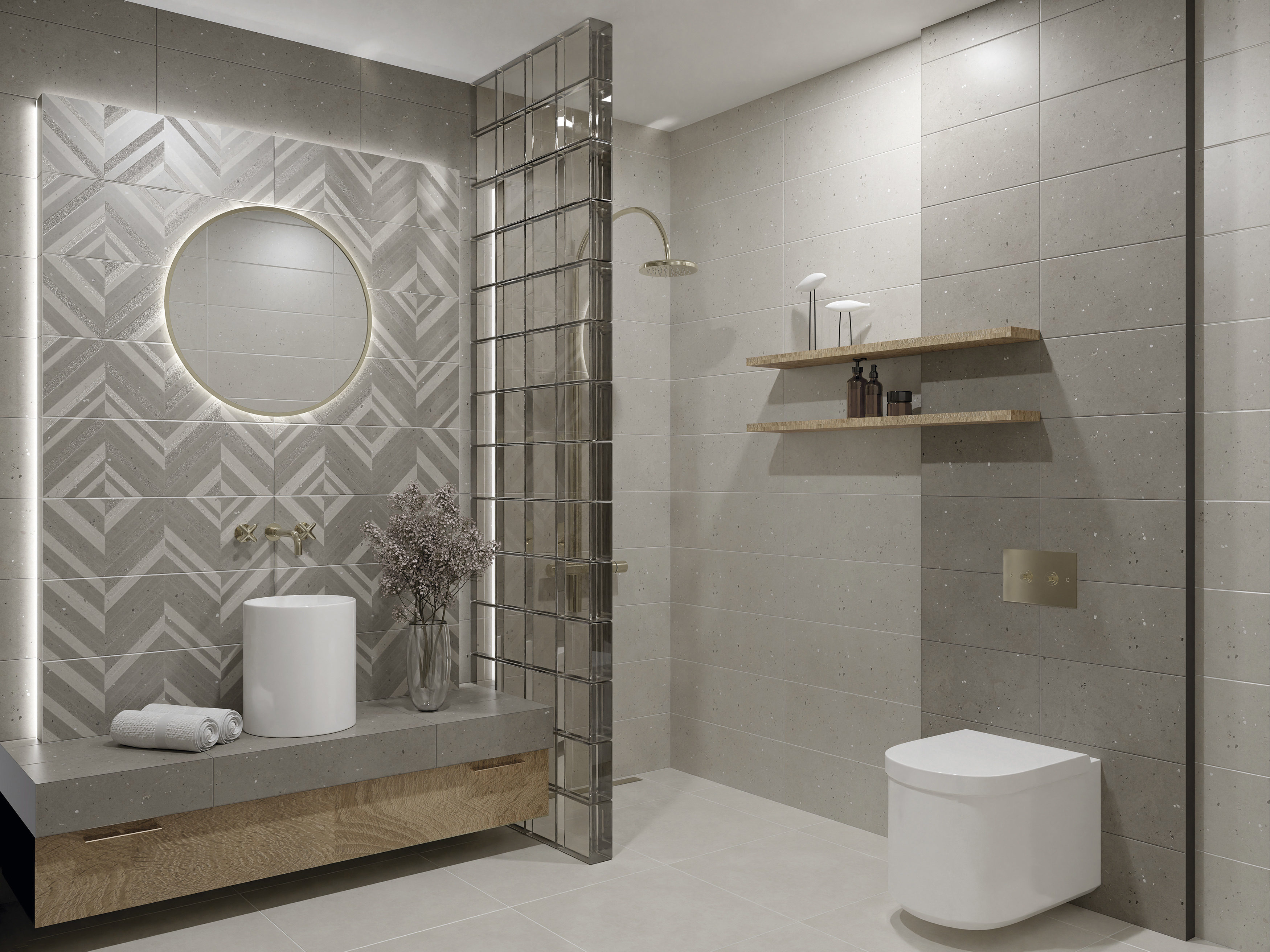 Изображение товара Настенная плитка Eletto Ceramica Limestone 24.2x70 см бежевый для стен ванной комнаты