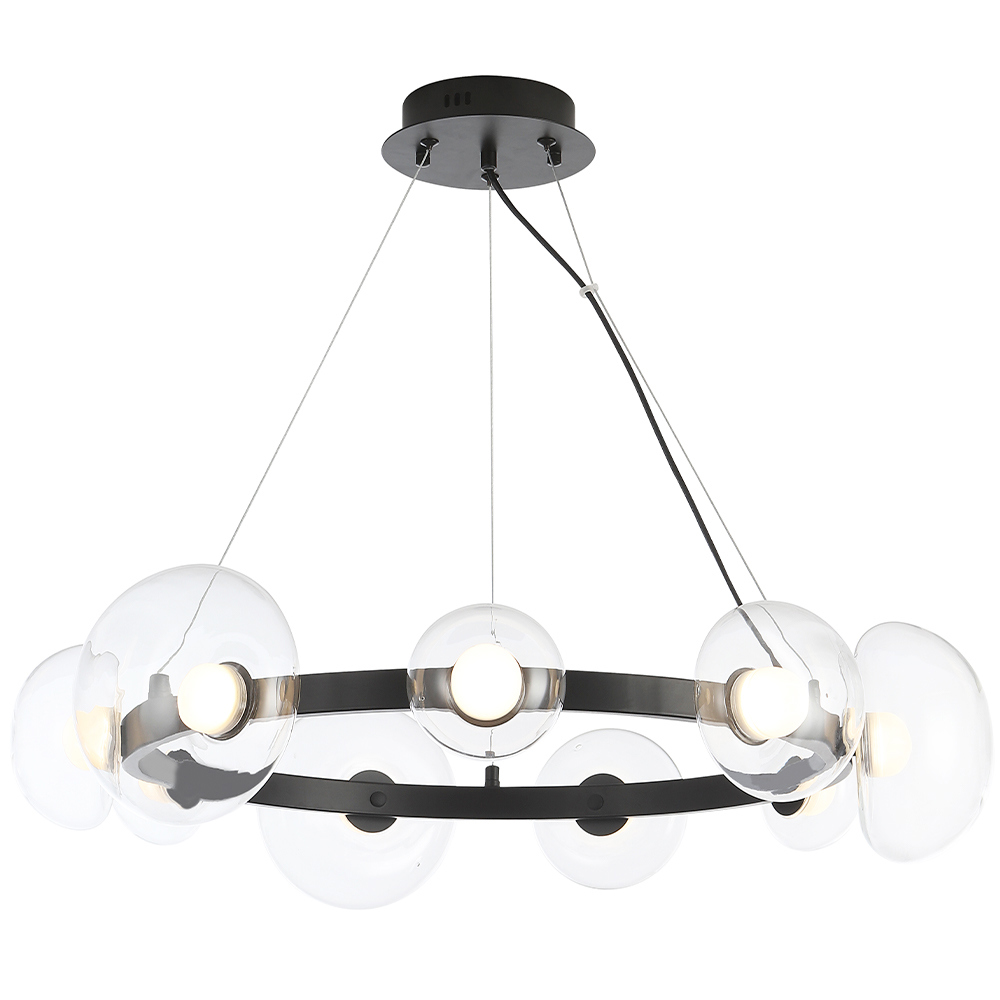 Изображение товара Подвесная светодиодная люстра Crystal Lux BOSQUE SP9 BLACK/TRANSPARENT 8 м² теплый белый