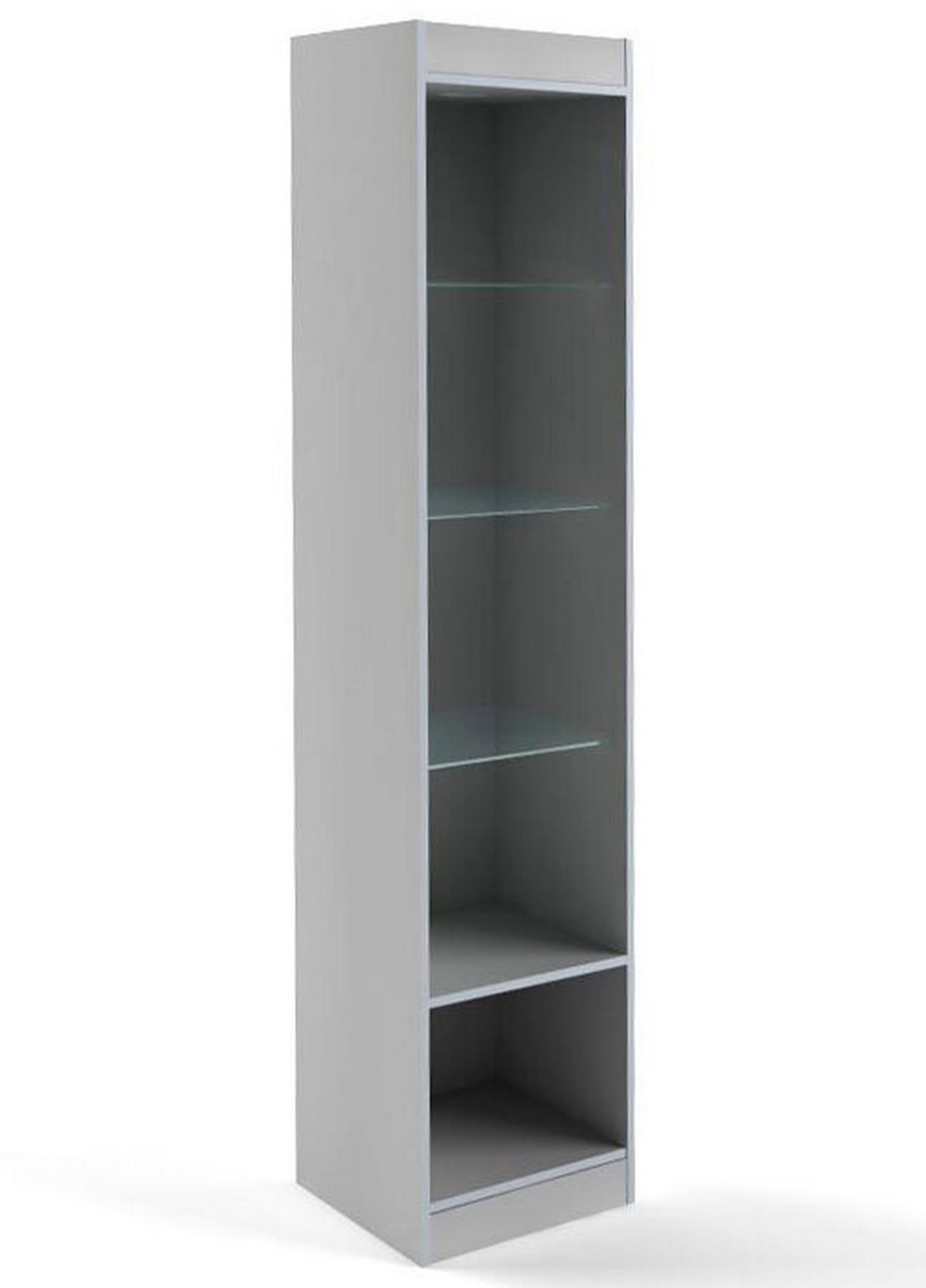 Изображение товара Шкаф-витрина универсальная 45x200 см с подсветкой серый для магазина и дома