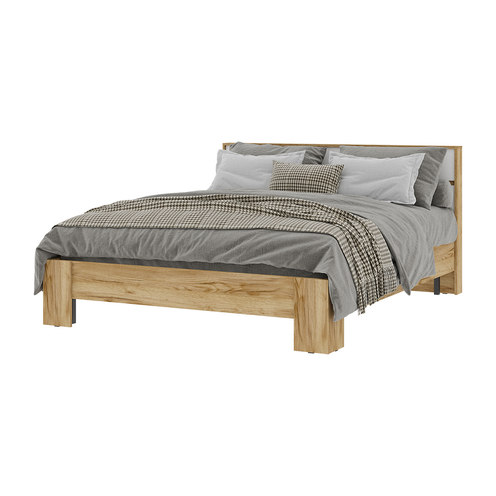 Изображение товара Кровать Стендмебель Хелен 167x93x200 см ЛДСП цвет дуб крафт золотой/белый