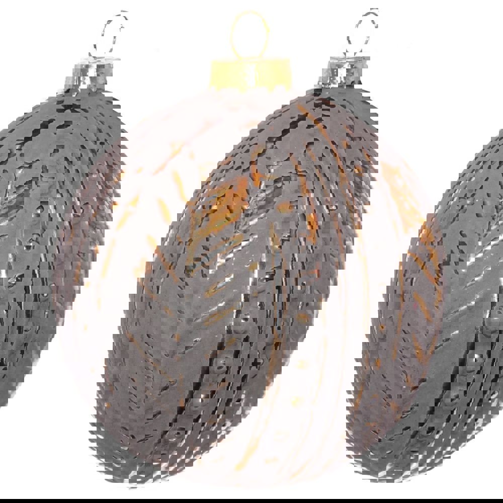 Изображение товара Елочный шар в винтажном стиле золотой 10 см стекло украшение для новогодней елки