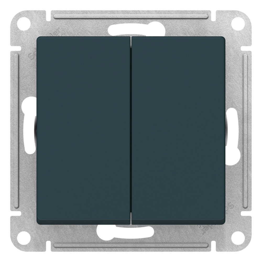 Изображение товара Переключатель перекрестный встраиваемый Systeme electric AtlasDesign ATN000873 2 клавиши цвет зеленый