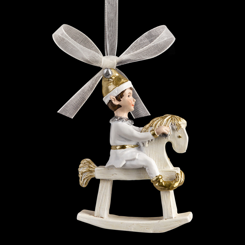 Изображение товара Елочная игрушка Erichkrause Эльф на лошадке 9 см x 2.5 см белый