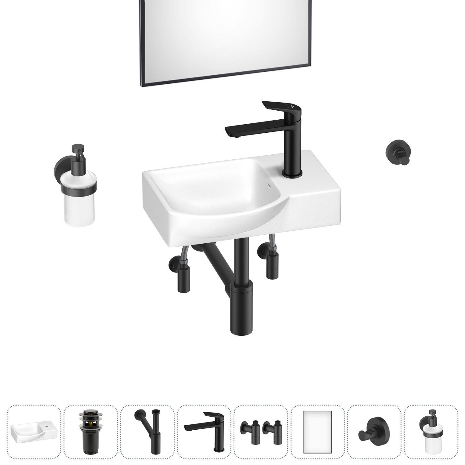 Изображение товара Раковина Wellsee wc area 202011942 45см цвет матовый черный (комплектующие)