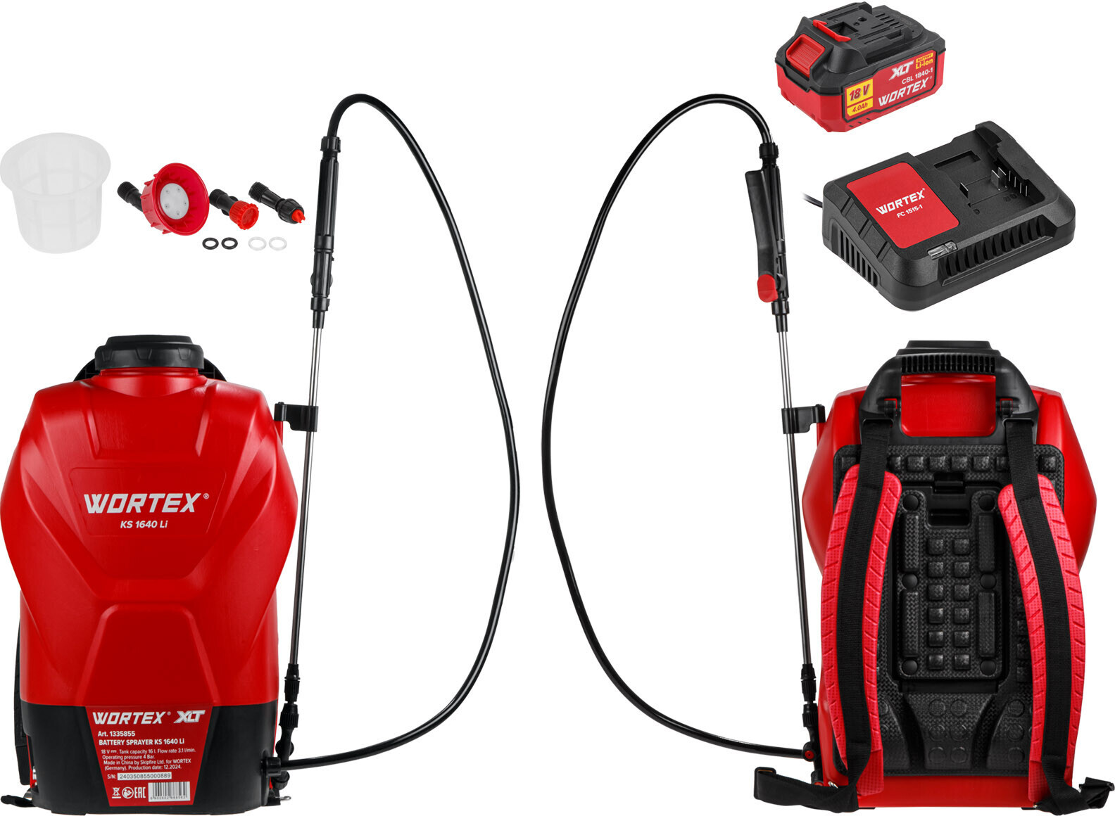 Изображение товара Опрыскиватель ранцевый аккумуляторный Wortex KS 1640 Li ALL1 XLT SET 16 л красный