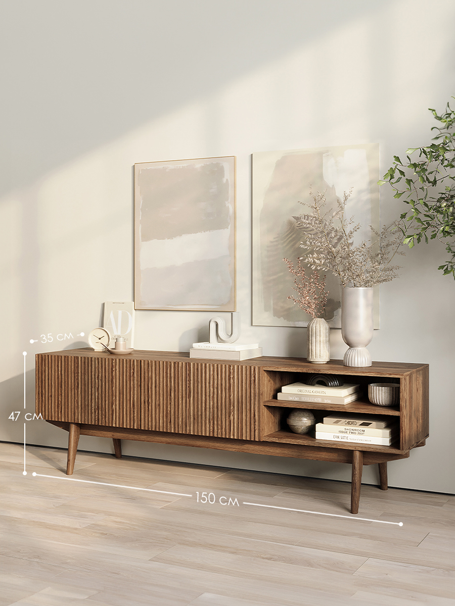 Изображение товара Тумба под телевизор Puzzlemebel Келли 150x47x35 см ЛДСП цвет коричневый