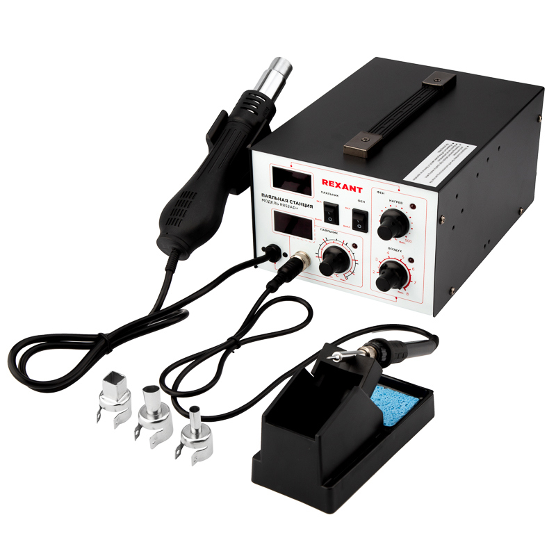 Изображение товара Паяльная станция Rexant 600 Вт с термофеном и цифровым дисплеем 12-0724