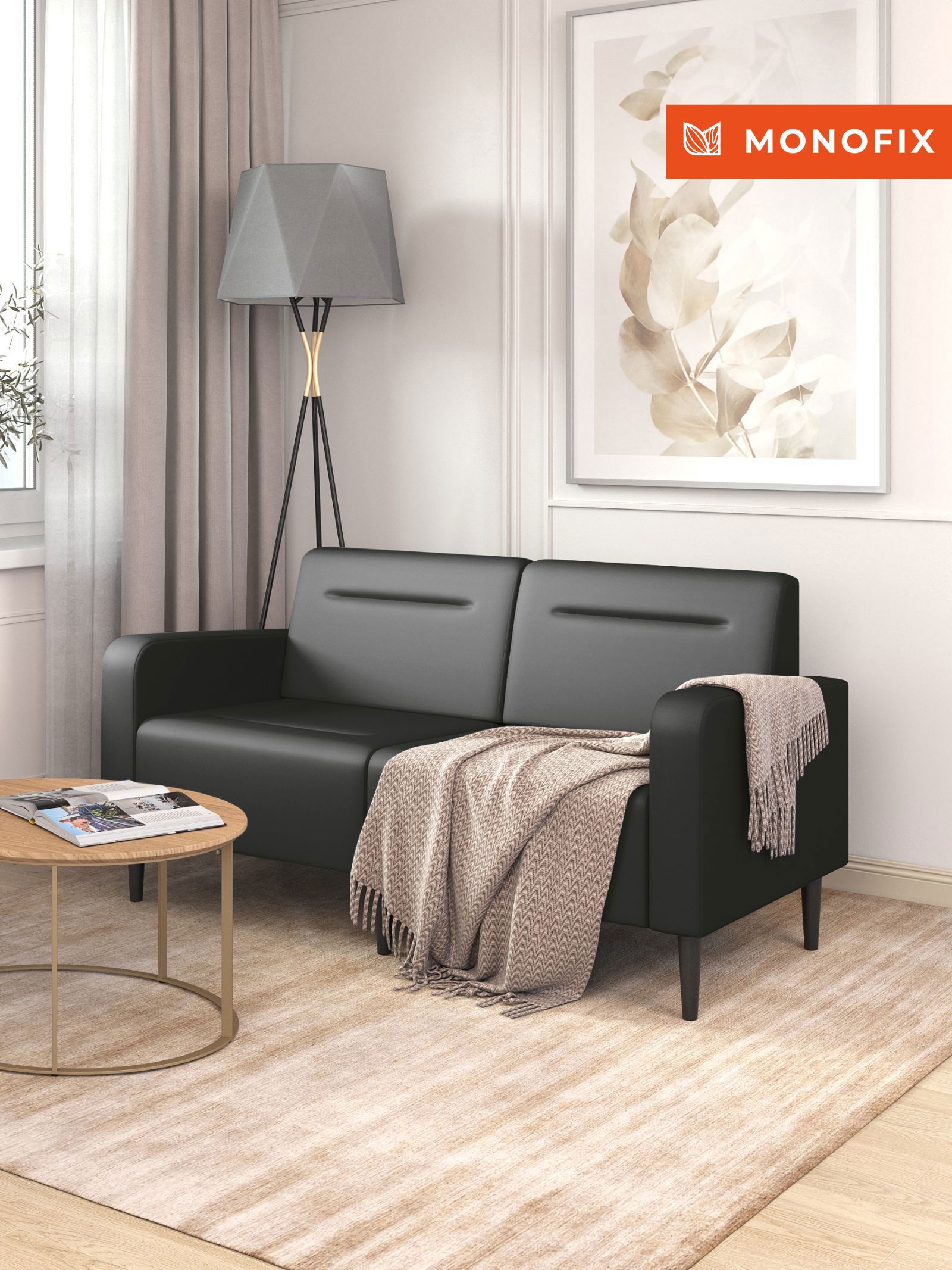 Изображение товара Диван Monofix Фоксет DV-FOX-162-01 162x82.5x72 см из экокожи черный