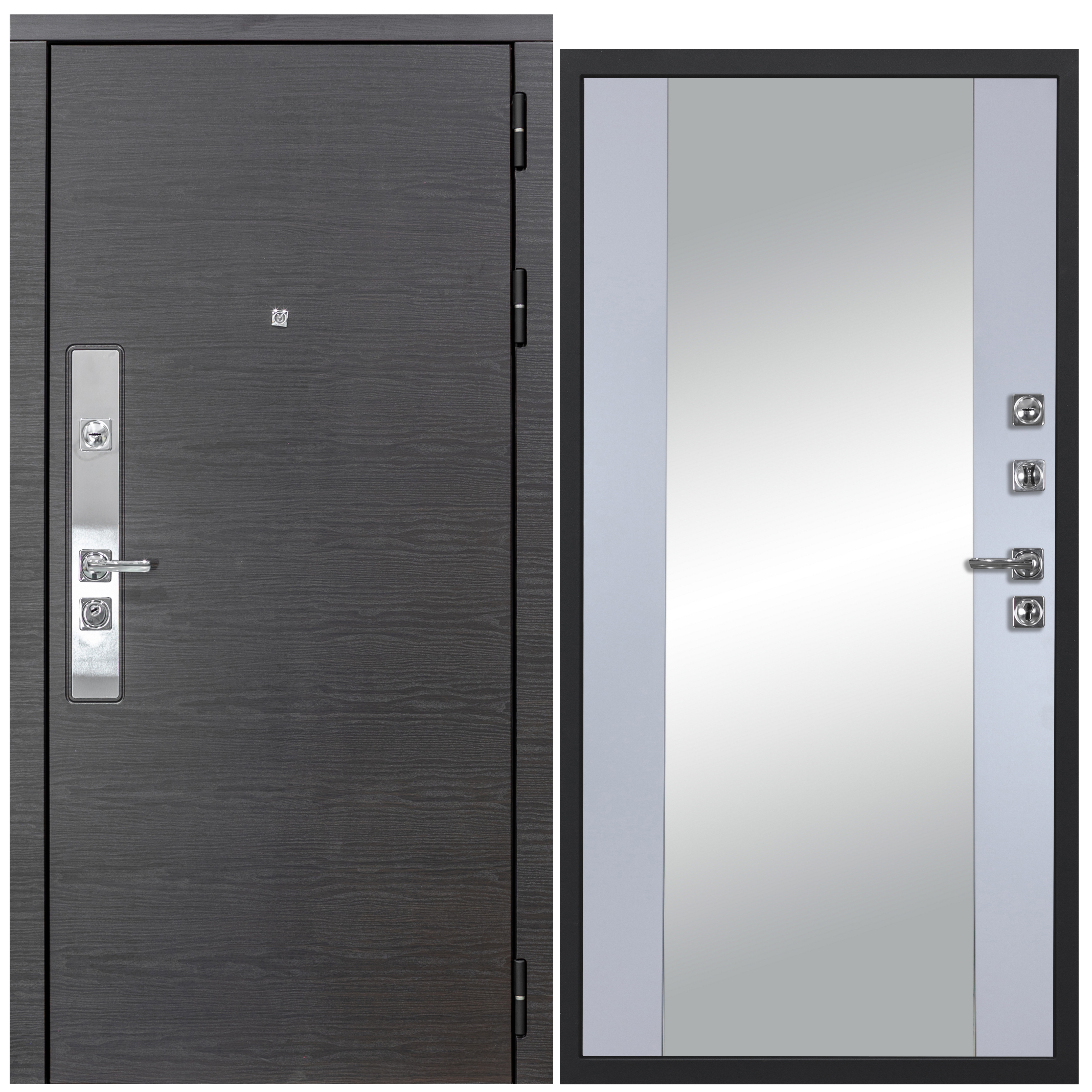 Изображение товара Входная дверь Diva STR МХ-39 205x86см правый цвет Д15 силк маус/венге с зеркалом