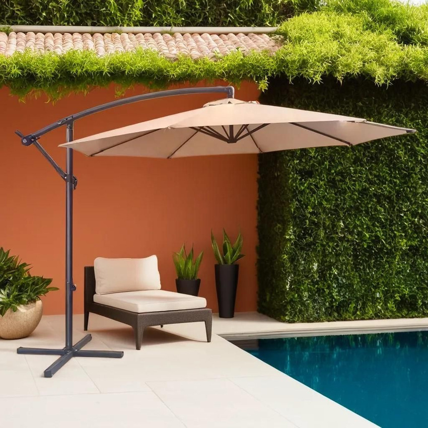 Изображение товара Садовый зонт диаметром 3м FIELDMANN FDZN 5103 бежевый вращающийся