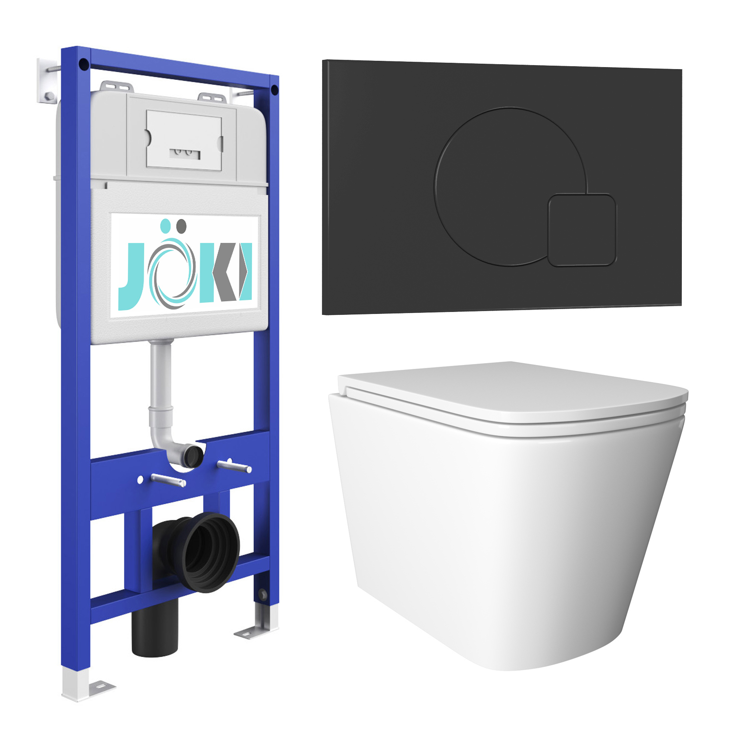 Изображение товара Комплект инсталляция с унитазом Joki JKS302011023BM белый 6 в 1 с мягким сиденьем