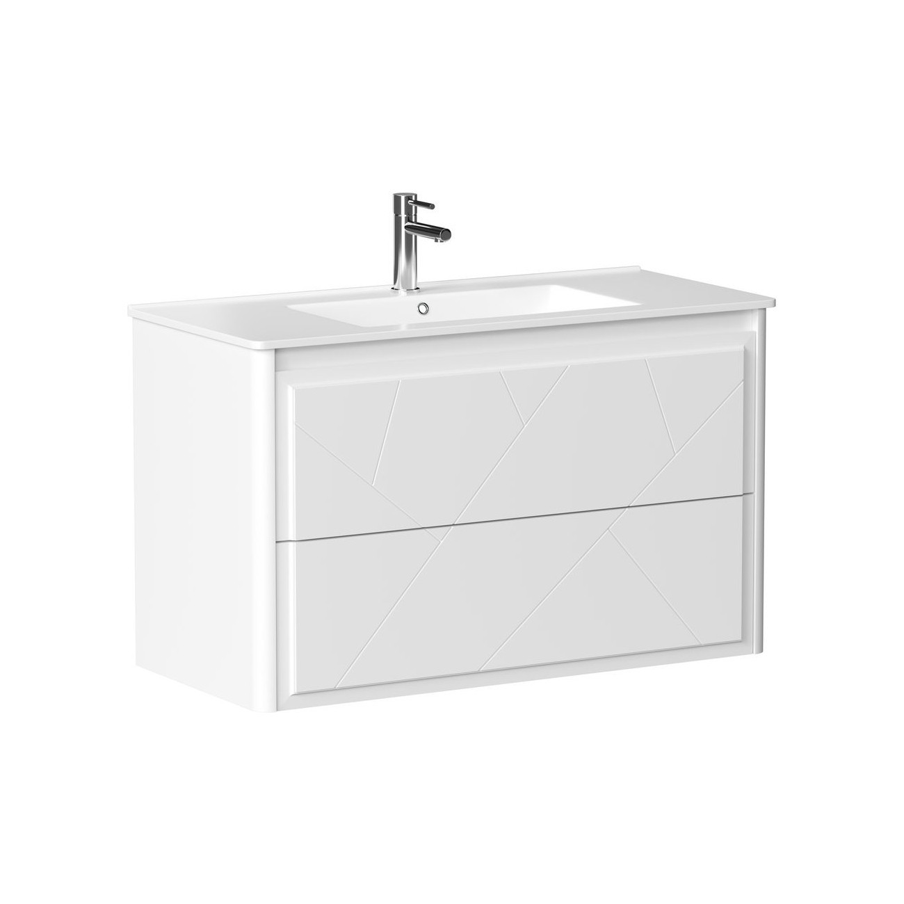 Изображение товара Тумба под раковину Allen Brau Paris 100 белый матовый с ящиками Германия