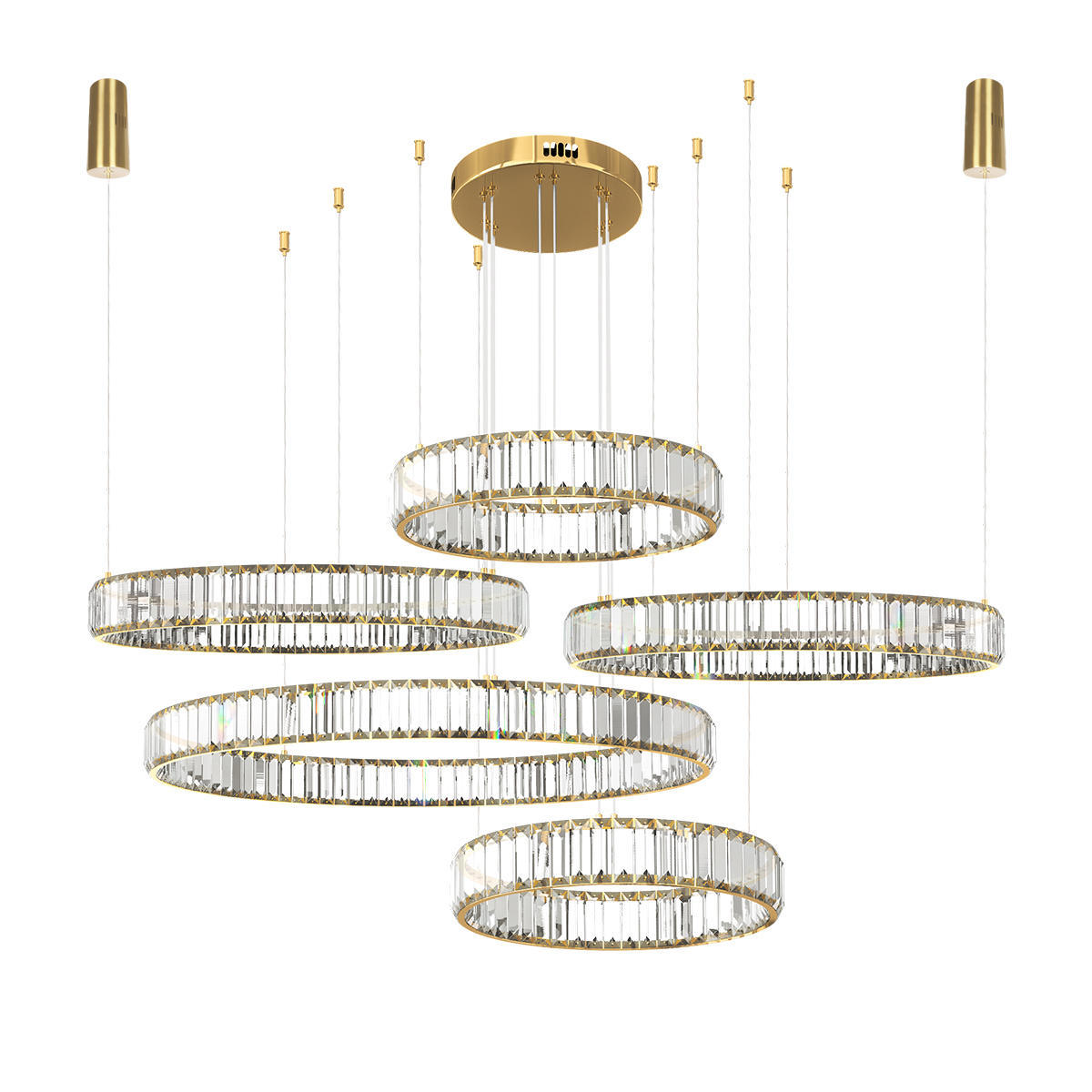Изображение товара Современный подвесной светодиодный светильник Crystal ring 10135/5 Gold для натяжных потолков