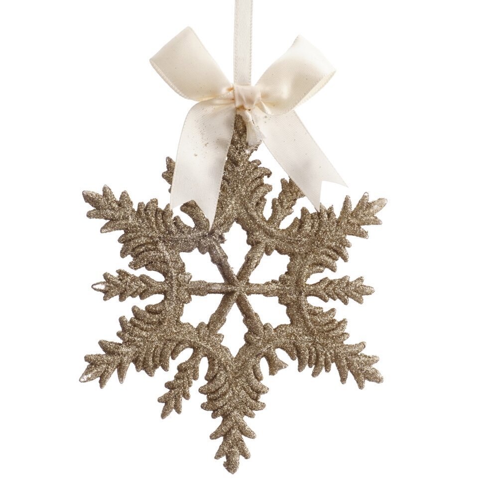 Изображение товара Елочная игрушка Снежинка 15.5 см жёлтая / золотая