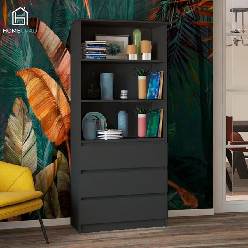 Изображение товара Стеллаж деревянный Homegrad 3 ящика 80x180x35 см нагрузка до 5 кг ЛДСП цвет графит Изображение товара Стеллаж деревянный Homegrad 3 ящика 80x180x35 см нагрузка до 5 кг ЛДСП цвет графит