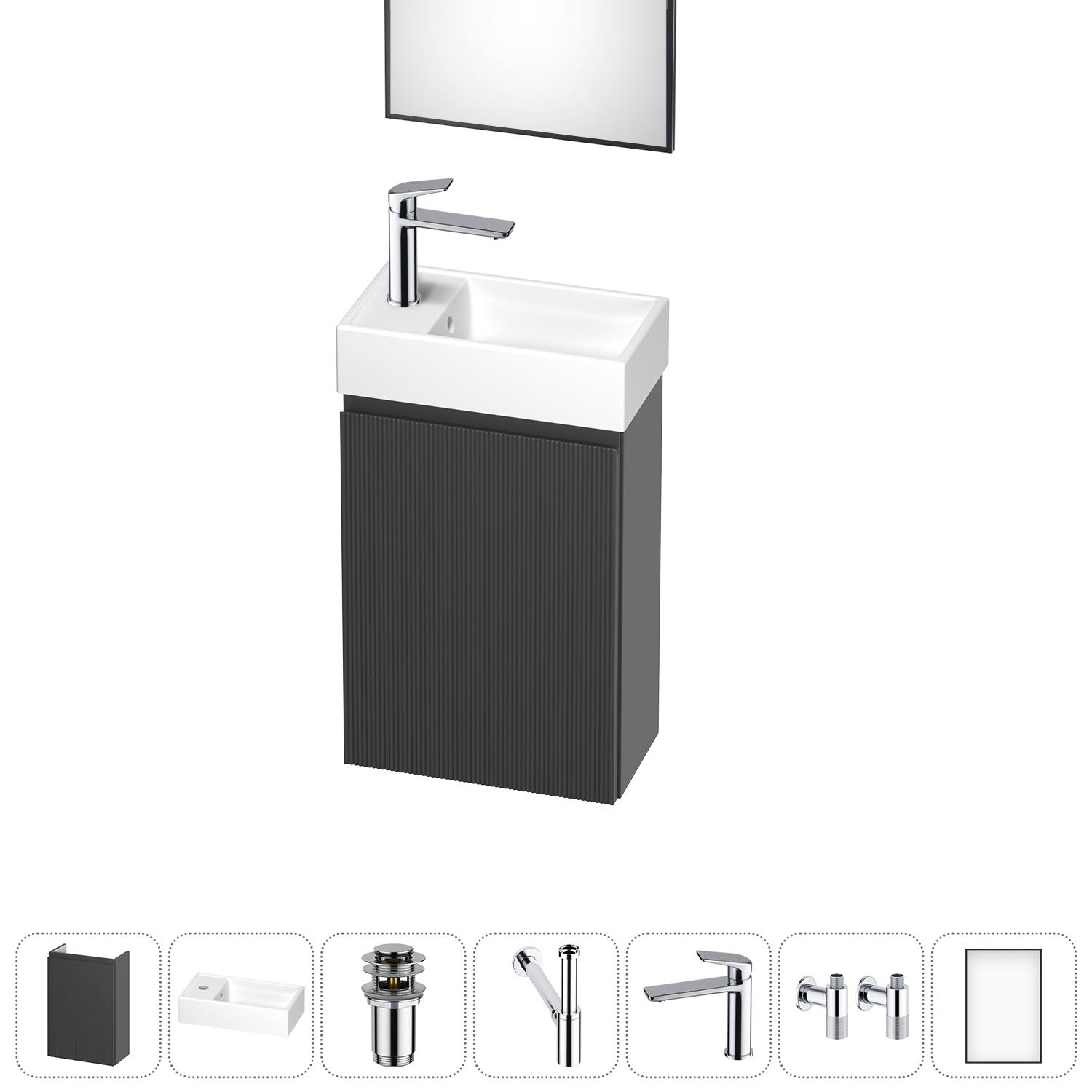 Изображение товара Подвесная тумба с раковиной Wellsee WC Area 20216912R 40 см Полированная белая ванная