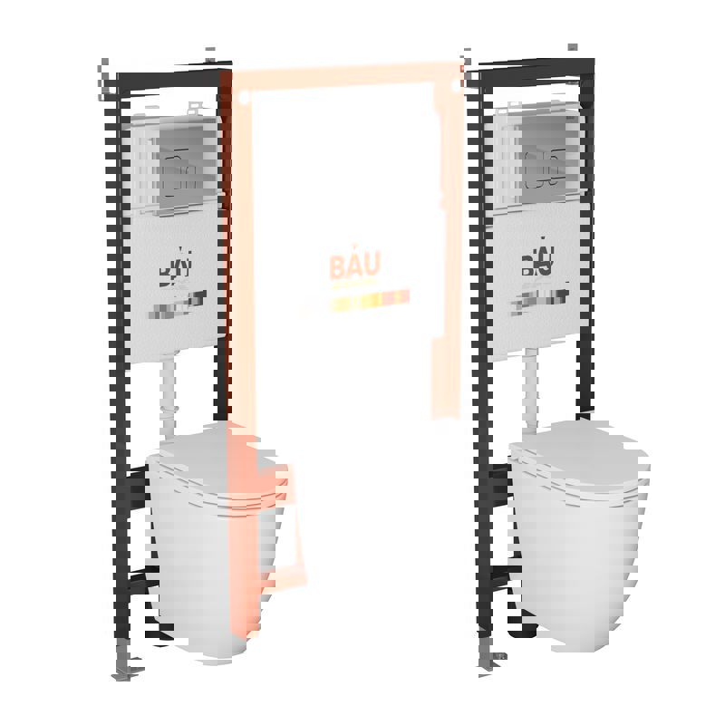 Изображение товара Комплект BAU 6 в 1 рама инсталляция и безободковый унитаз Dream 52х36 с микролифтом