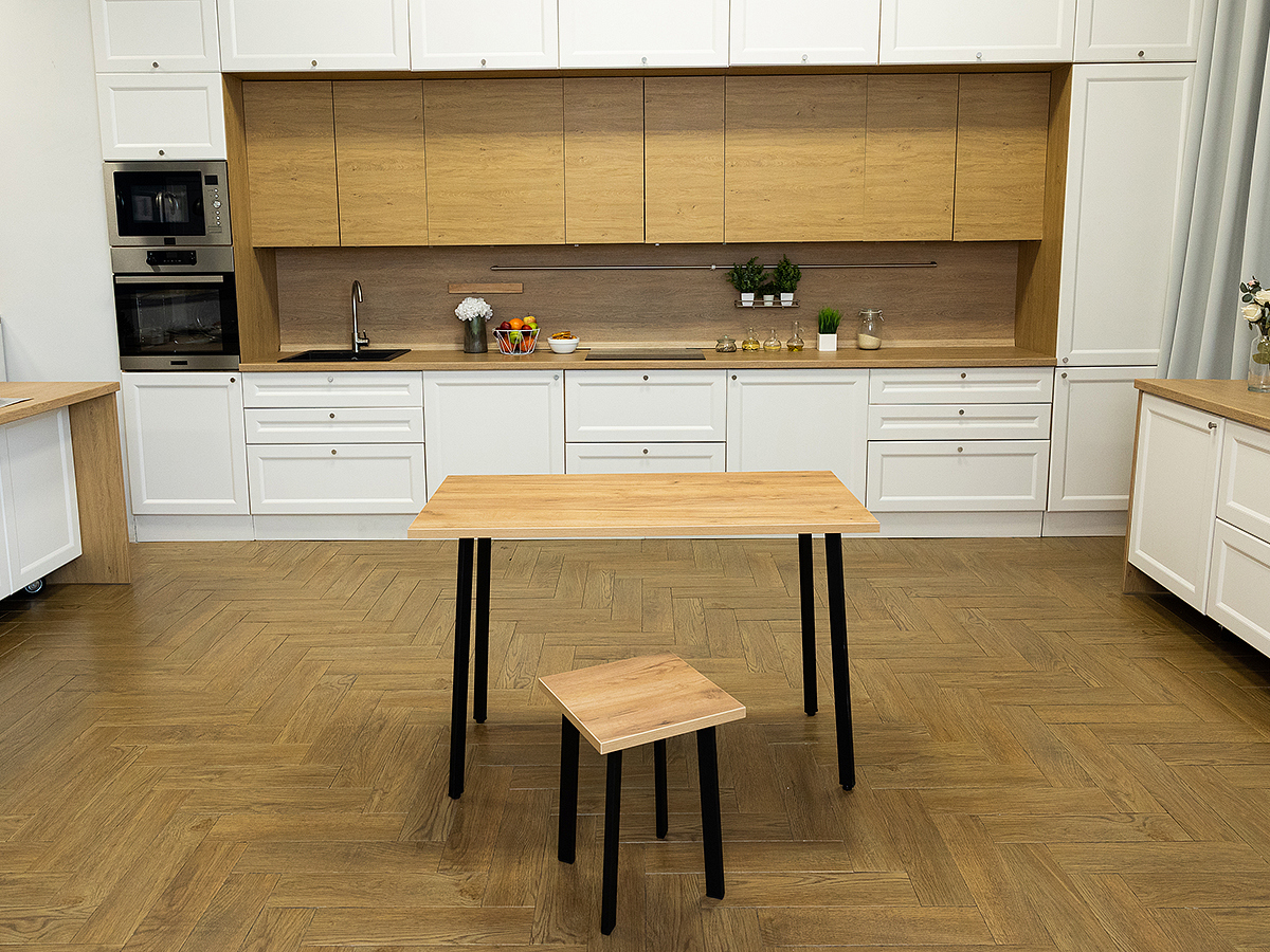 Изображение товара Обеденный стол Simple Table 90x55 см дуб золотой ножки черные Лофт стиль