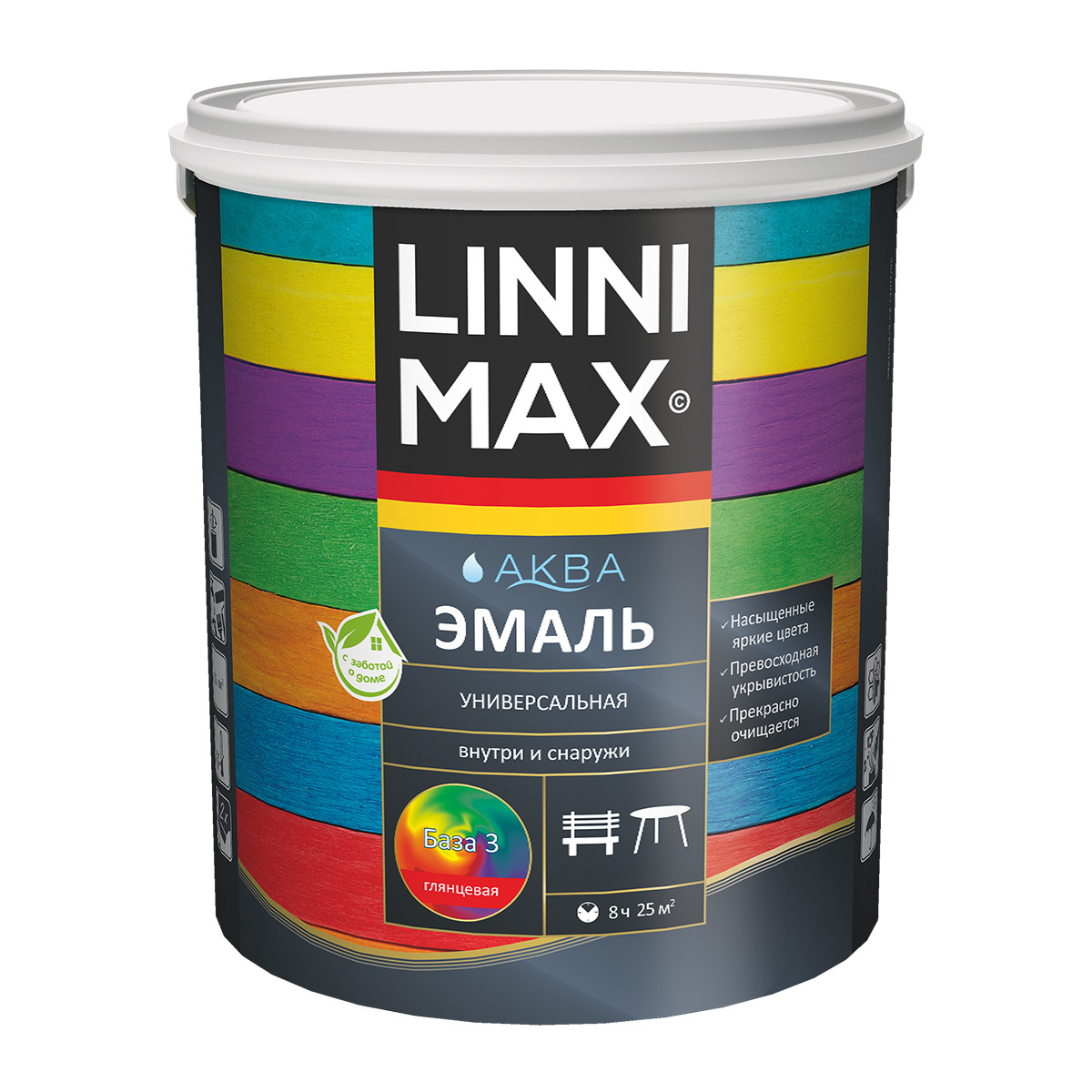 Изображение товара Эмаль универсальная Linnimax глянцевая база А белая 2.5 л