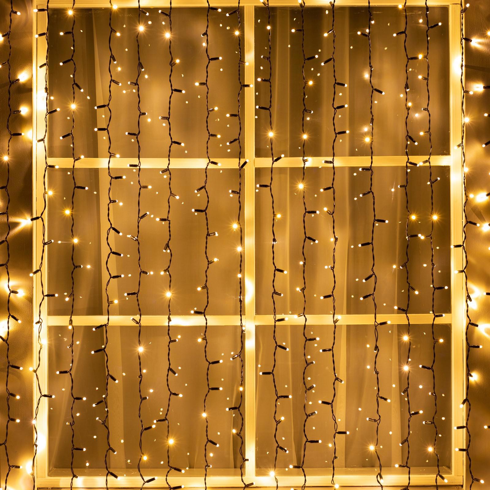 Изображение товара Электрогирлянда занавес 2x2 м с 1440 LED IP65 Теплый белый